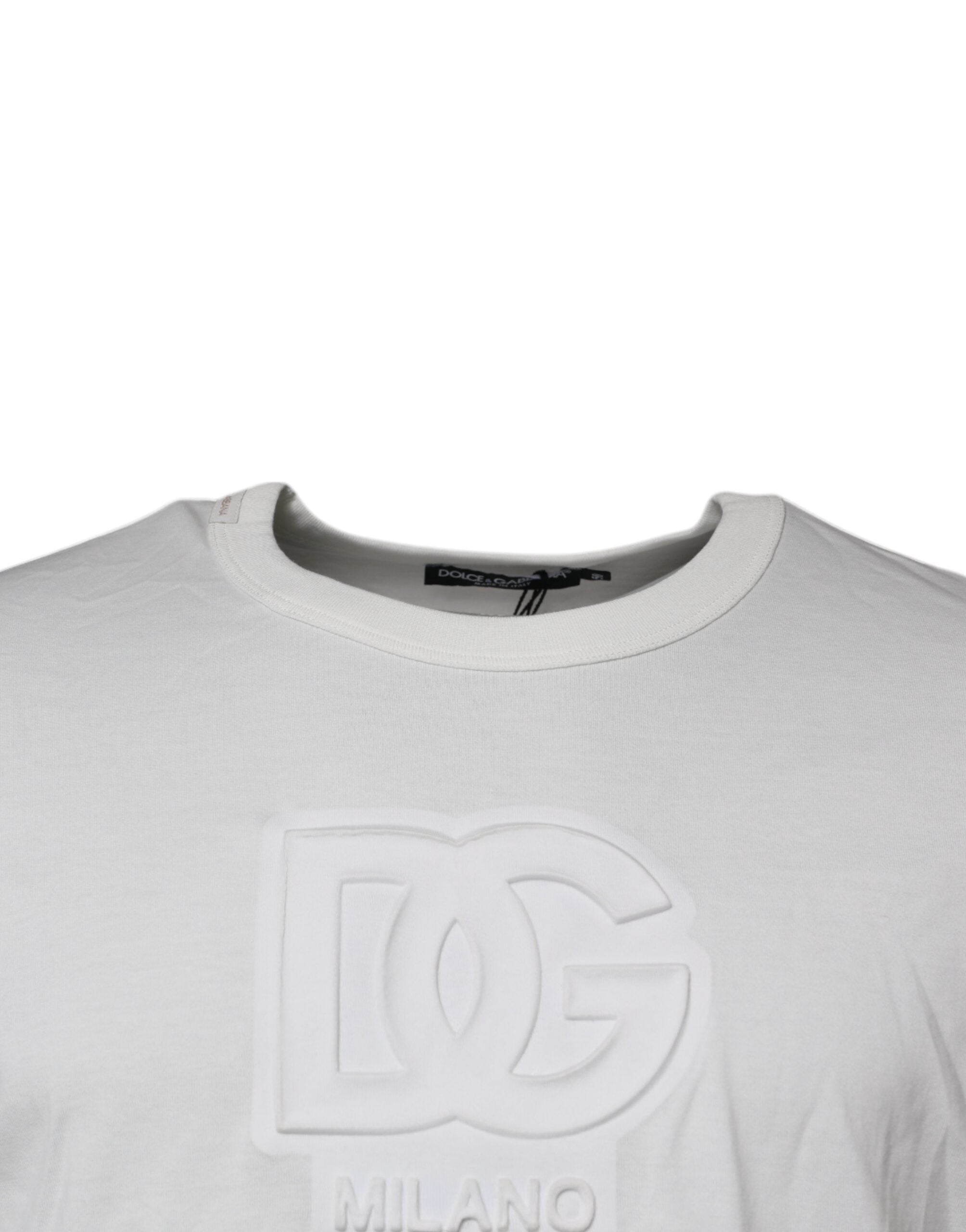 Dolce & Gabbana White DG Logo Cotton Crew Neck Men's T-shirt (Pre-Owned)