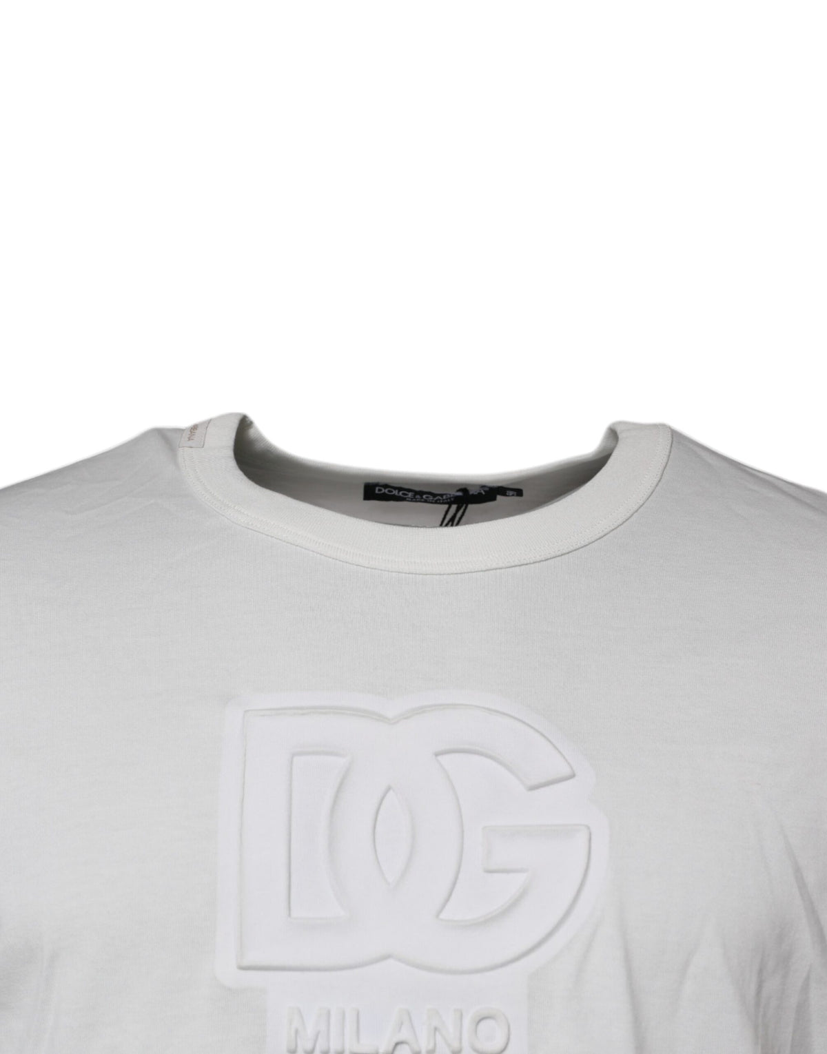 Dolce & Gabbana White DG Logo Cotton Crew Neck Men's T-shirt (Pre-Owned)
