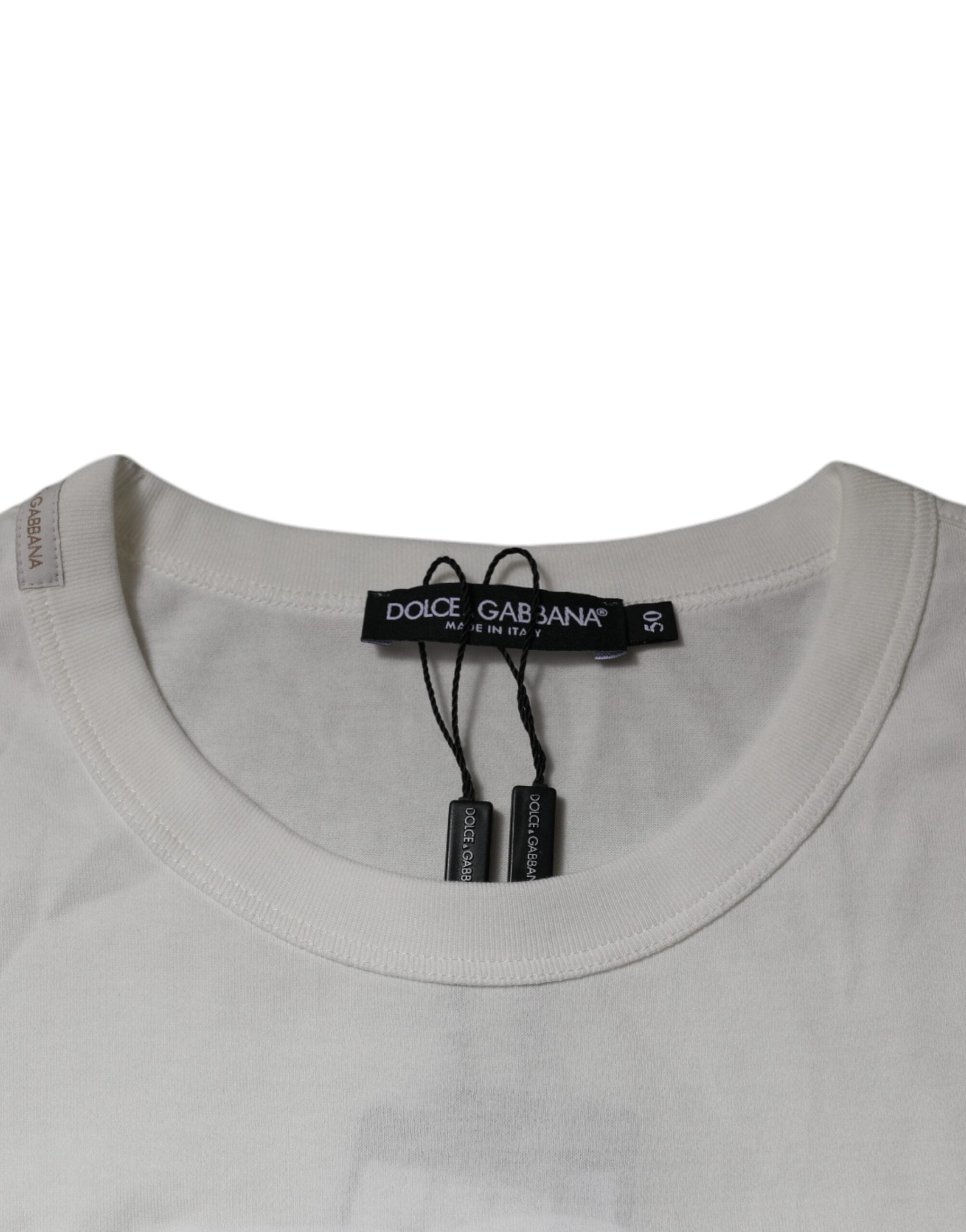 Dolce & Gabbana White DG Logo Cotton Crew Neck Men's T-shirt (Pre-Owned)