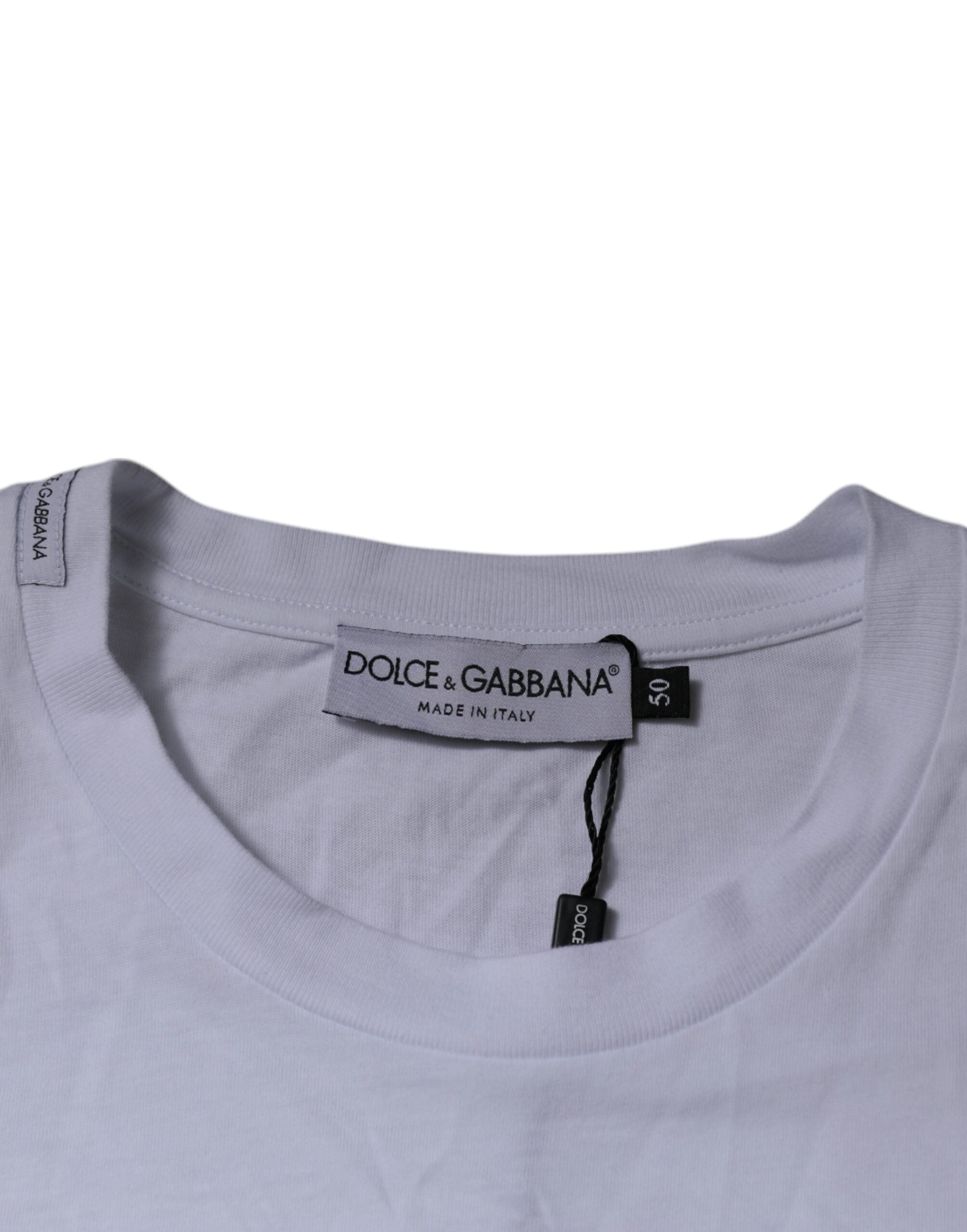 Dolce & Gabbana White DG Logo Cotton Crew Neck Men's T-shirt (Pre-Owned)