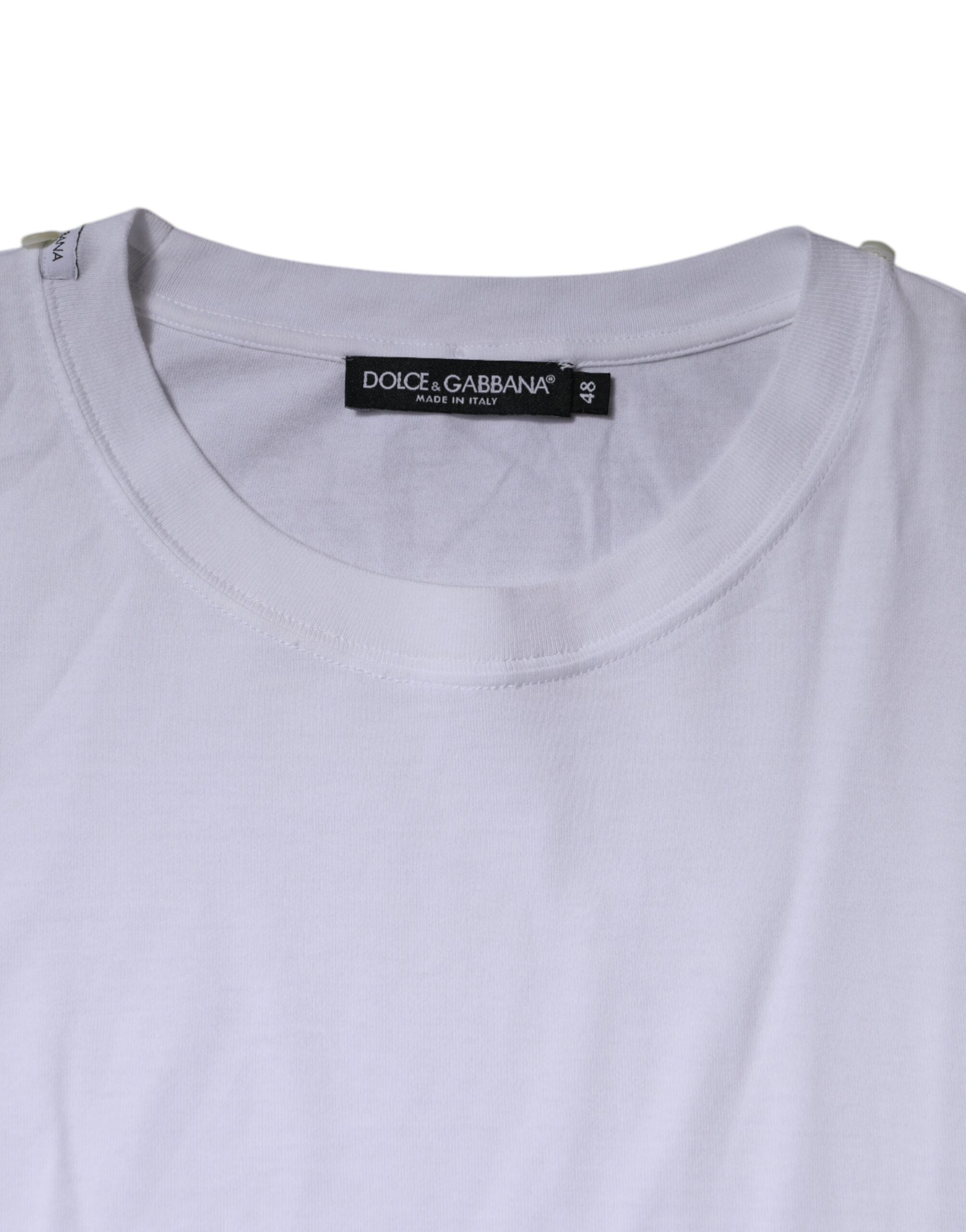 Dolce & Gabbana White Cotton Crew Neck Short Sleeves Men's T-shirt (Pre-Owned)