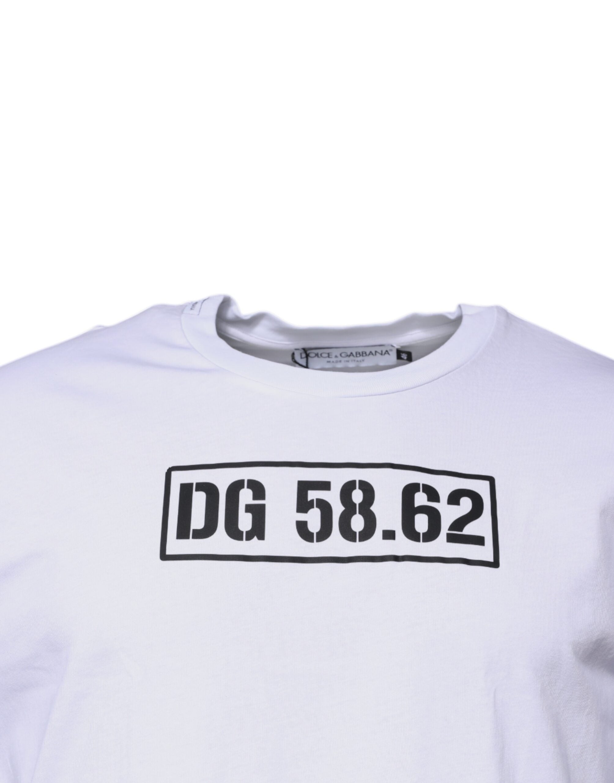 Dolce & Gabbana White DG Logo Cotton Crew Neck Men's T-shirt (Pre-Owned)