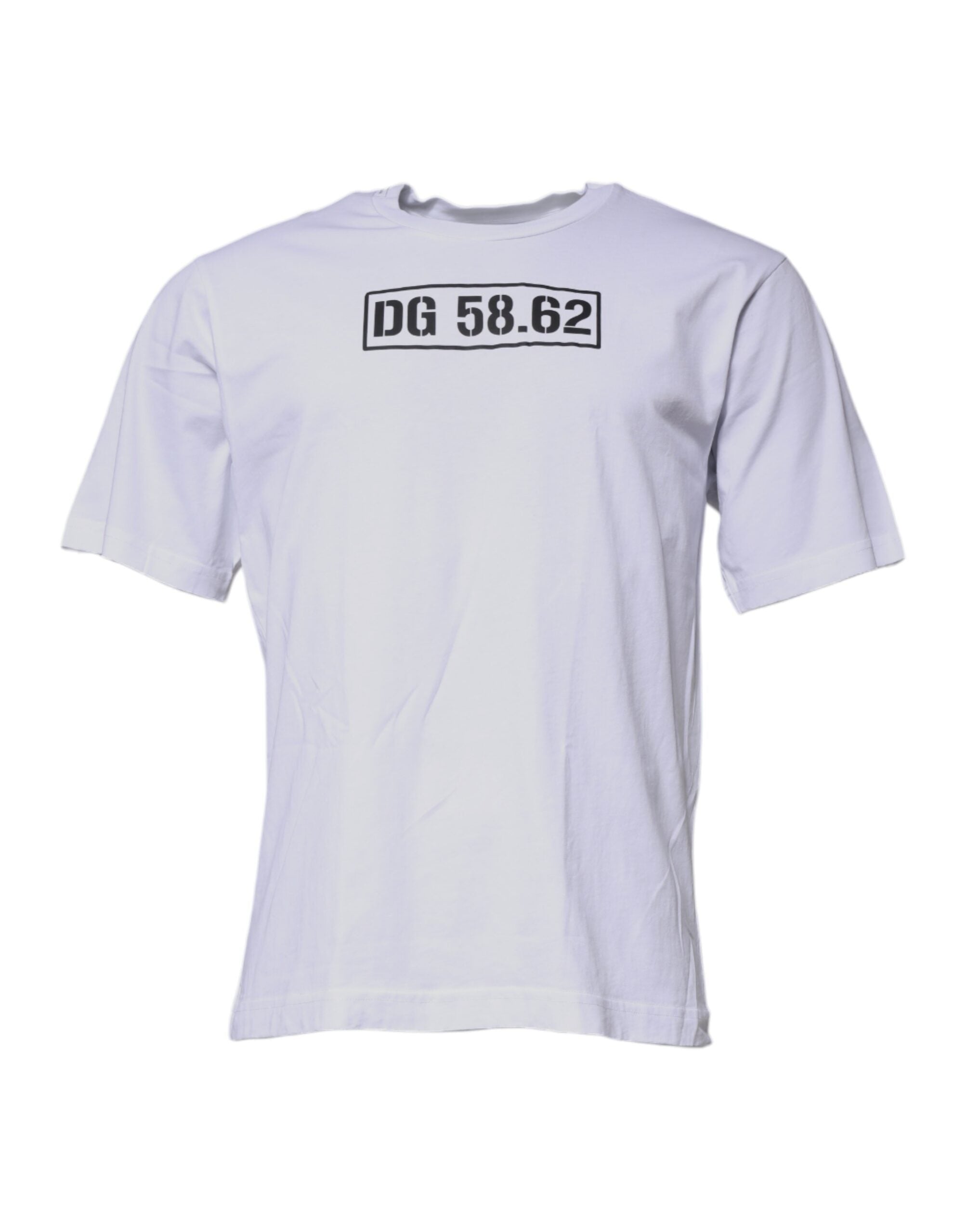 Dolce & Gabbana White DG Logo Cotton Crew Neck Men's T-shirt (Pre-Owned)