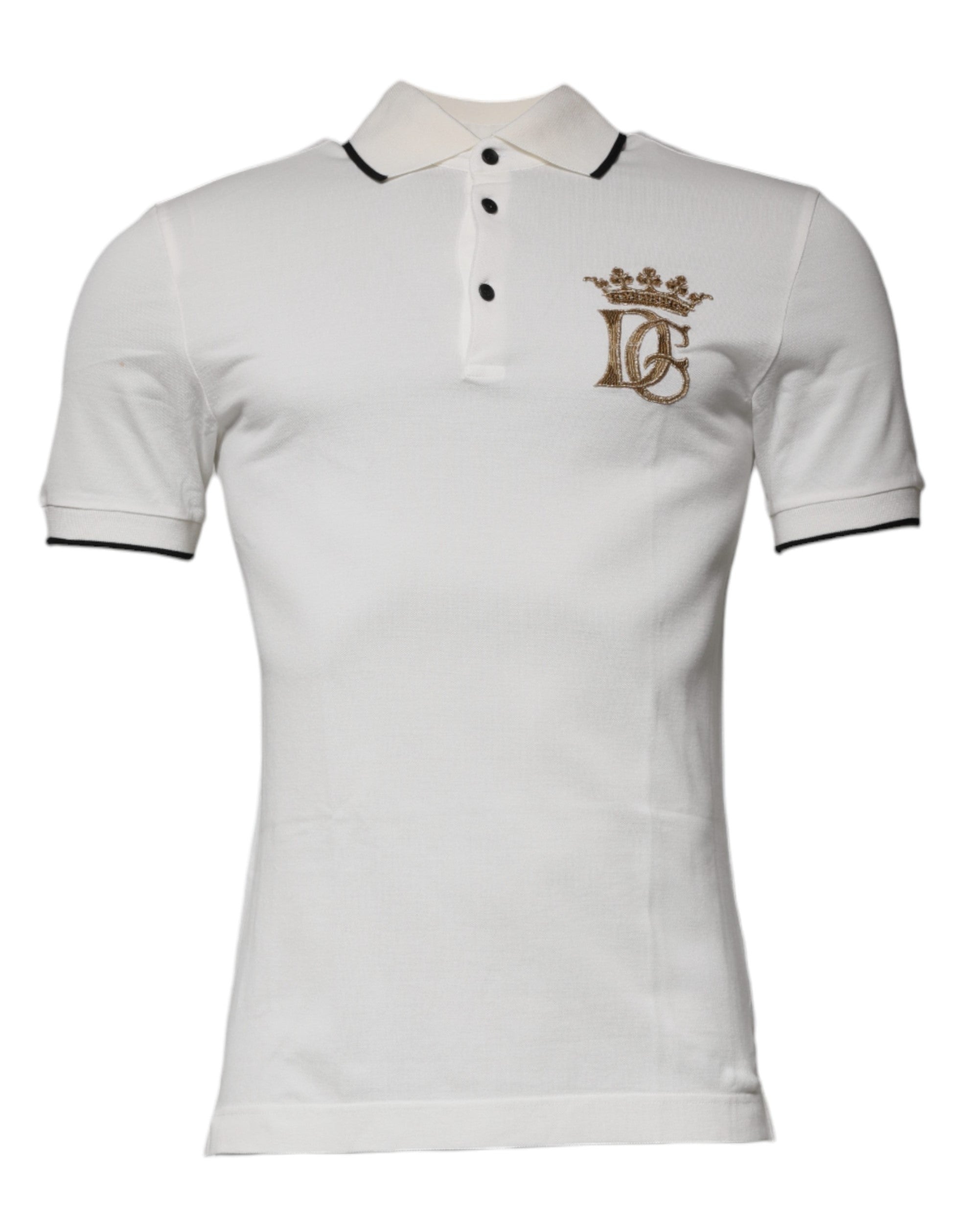 Dolce & Gabbana Off White Crown Cotton Collared Polo Men's T-shirt (Pre-Owned)