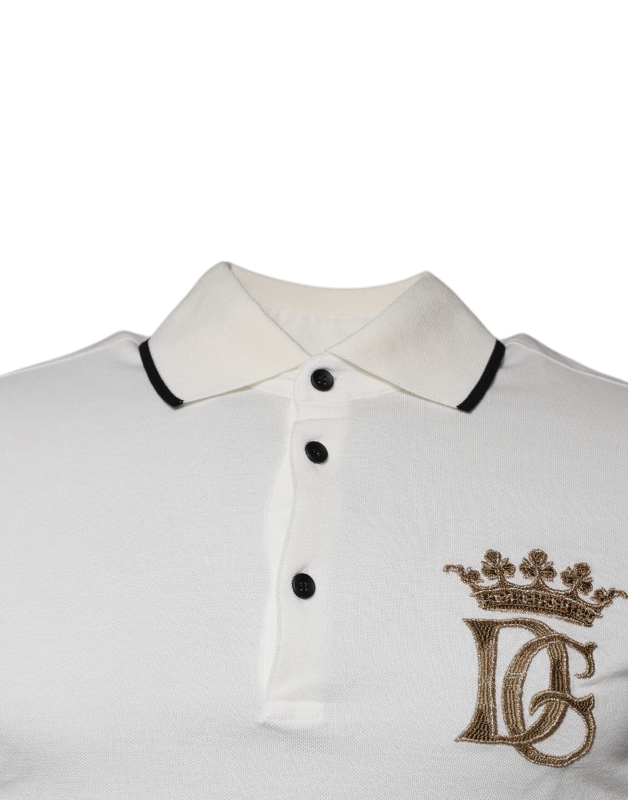 Dolce & Gabbana Off White Crown Cotton Collared Polo Men's T-shirt (Pre-Owned)