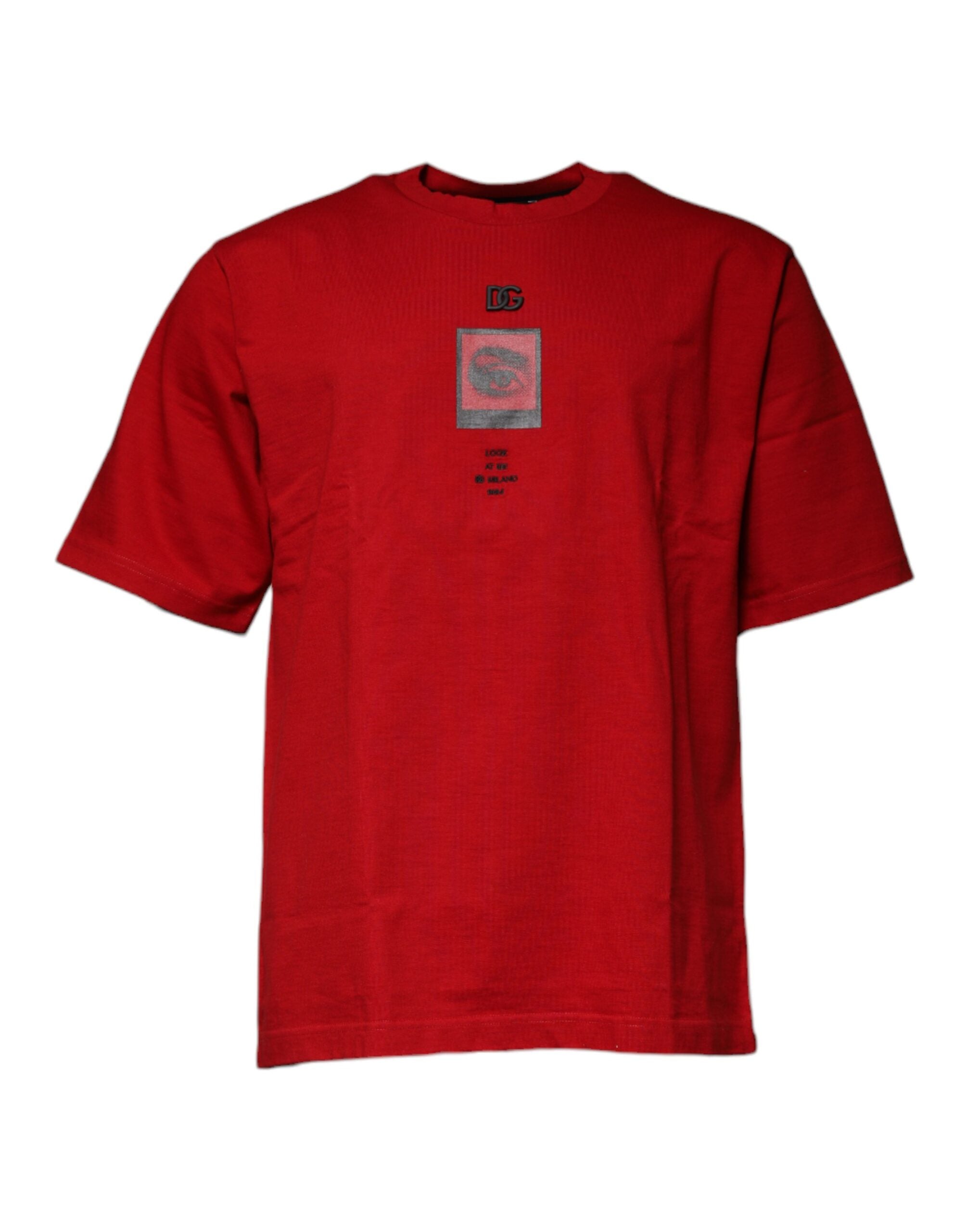 Dolce & Gabbana Red DG Eye Cotton Crew Neck Men's T-shirt