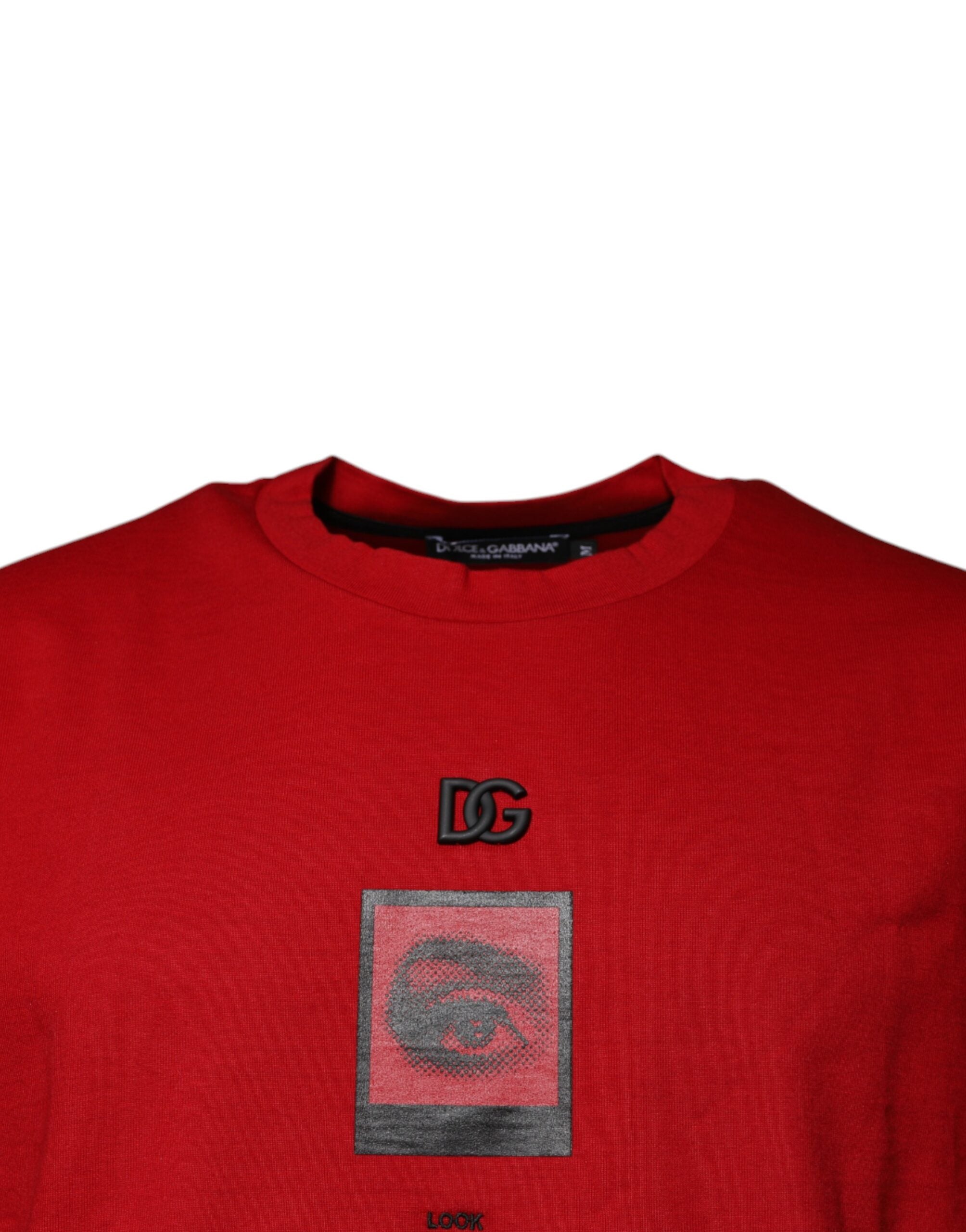 Dolce & Gabbana Red DG Eye Cotton Crew Neck Men's T-shirt