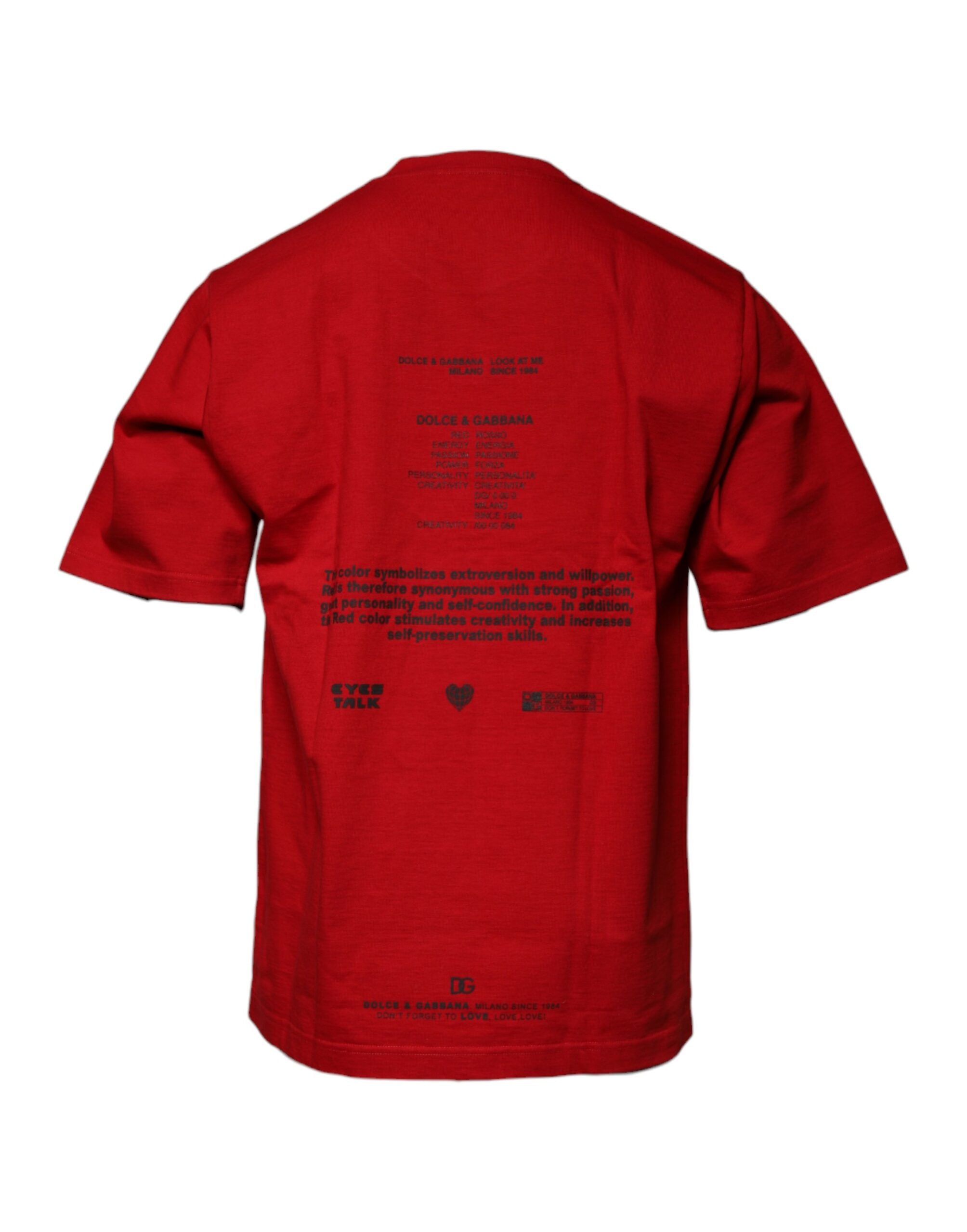 Dolce & Gabbana Red DG Eye Cotton Crew Neck Men's T-shirt