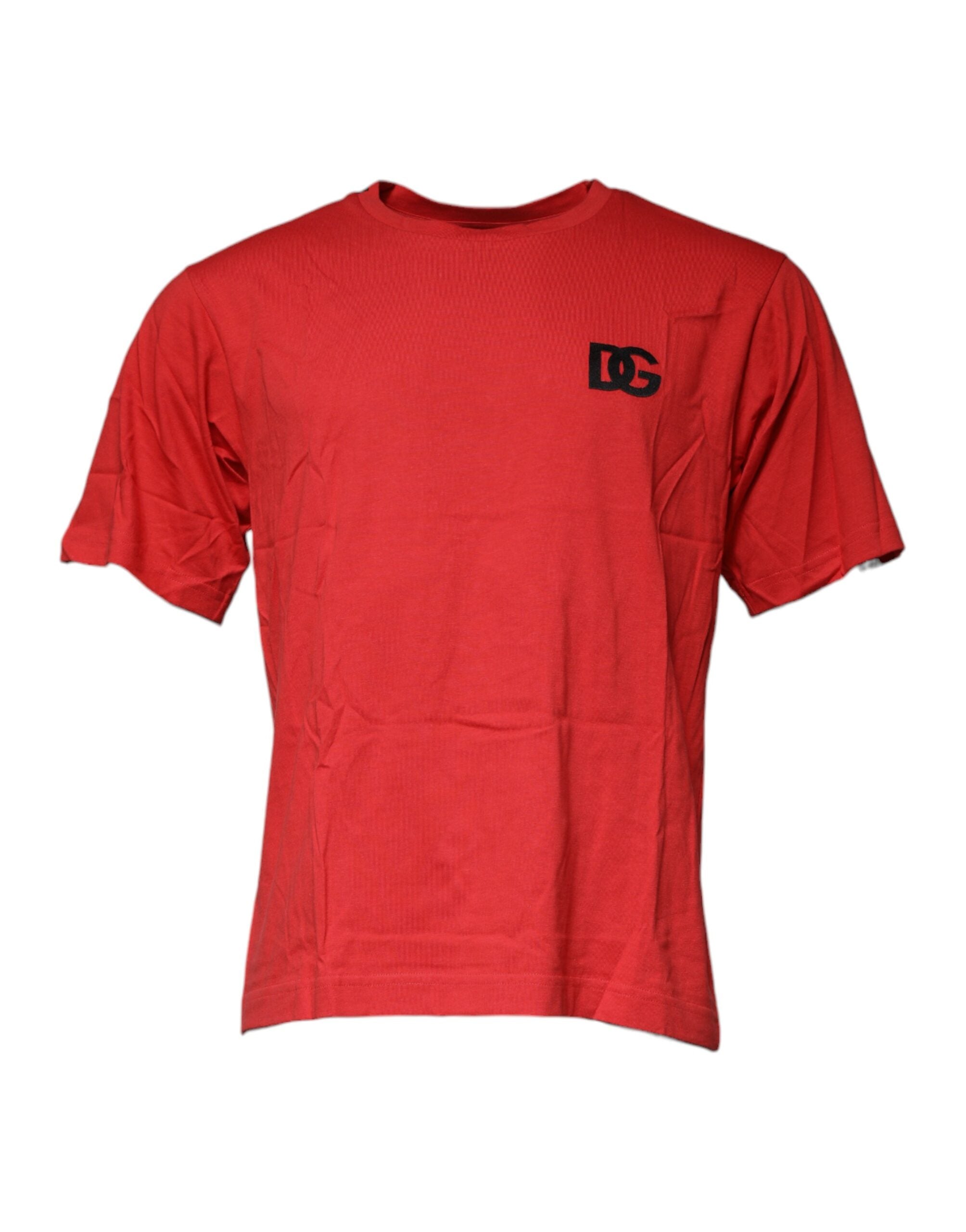 Dolce & Gabbana Red DG Logo Cotton Crew Neck Men's T-shirt