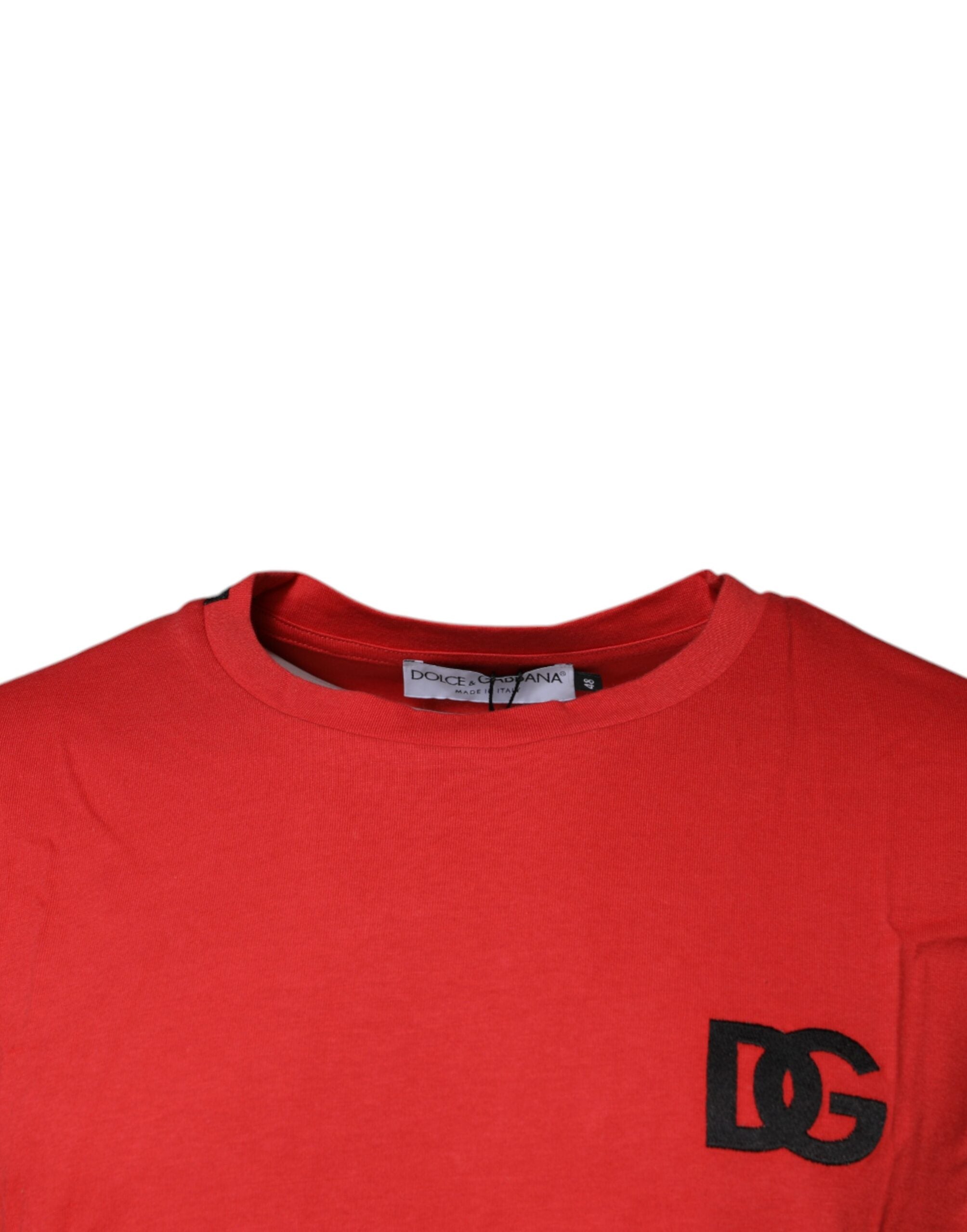 Dolce & Gabbana Red DG Logo Cotton Crew Neck Men's T-shirt