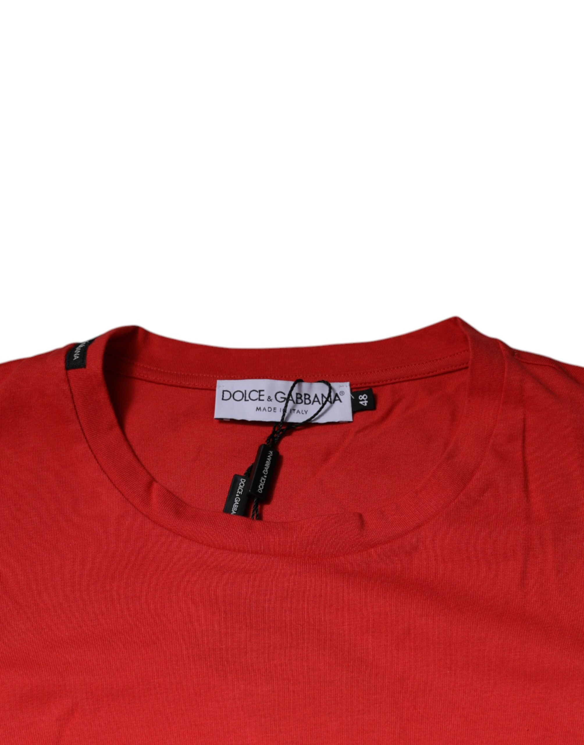 Dolce & Gabbana Red DG Logo Cotton Crew Neck Men's T-shirt