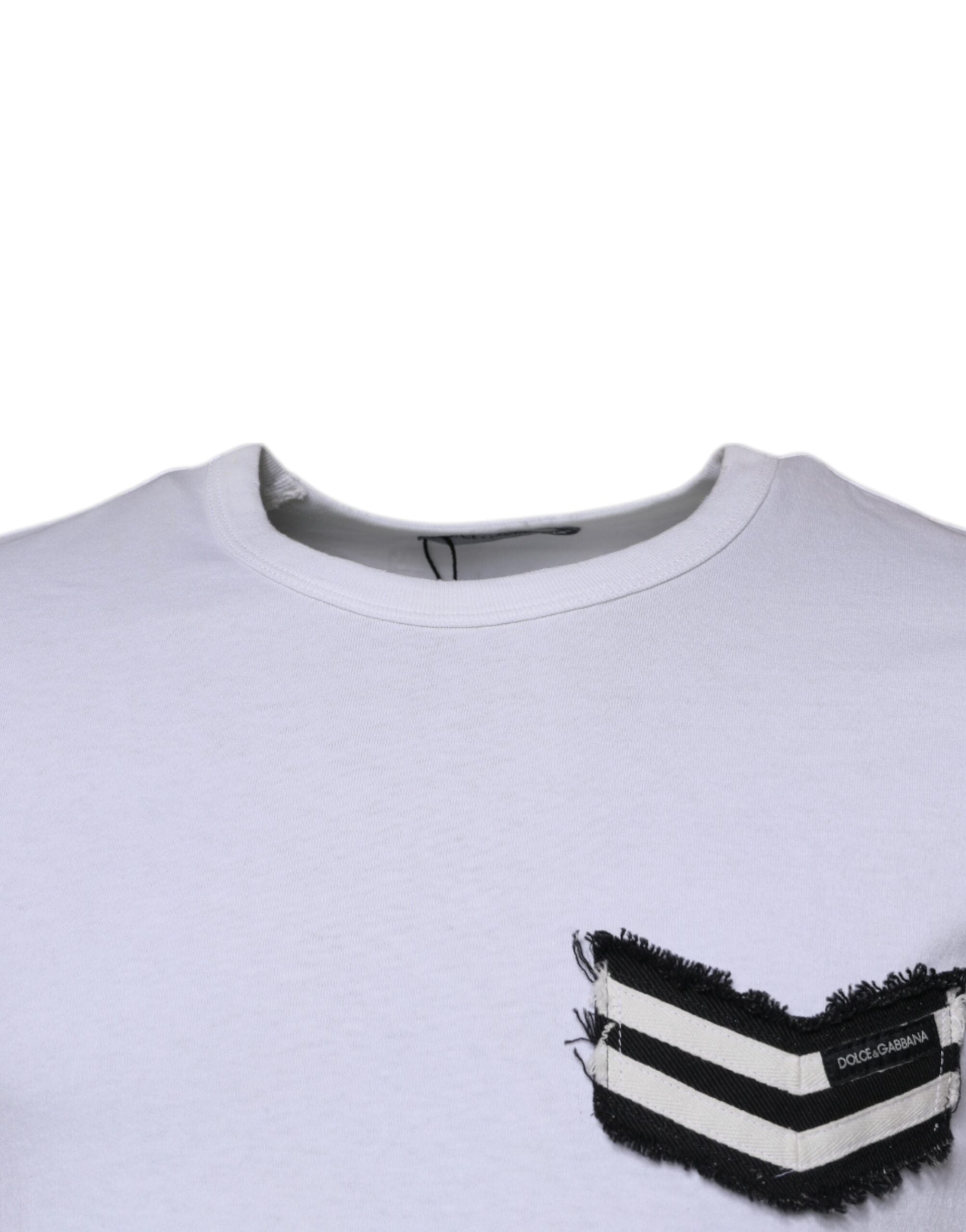 Dolce & Gabbana White Stripes Crew Neck Short Sleeves Men's T-shirt