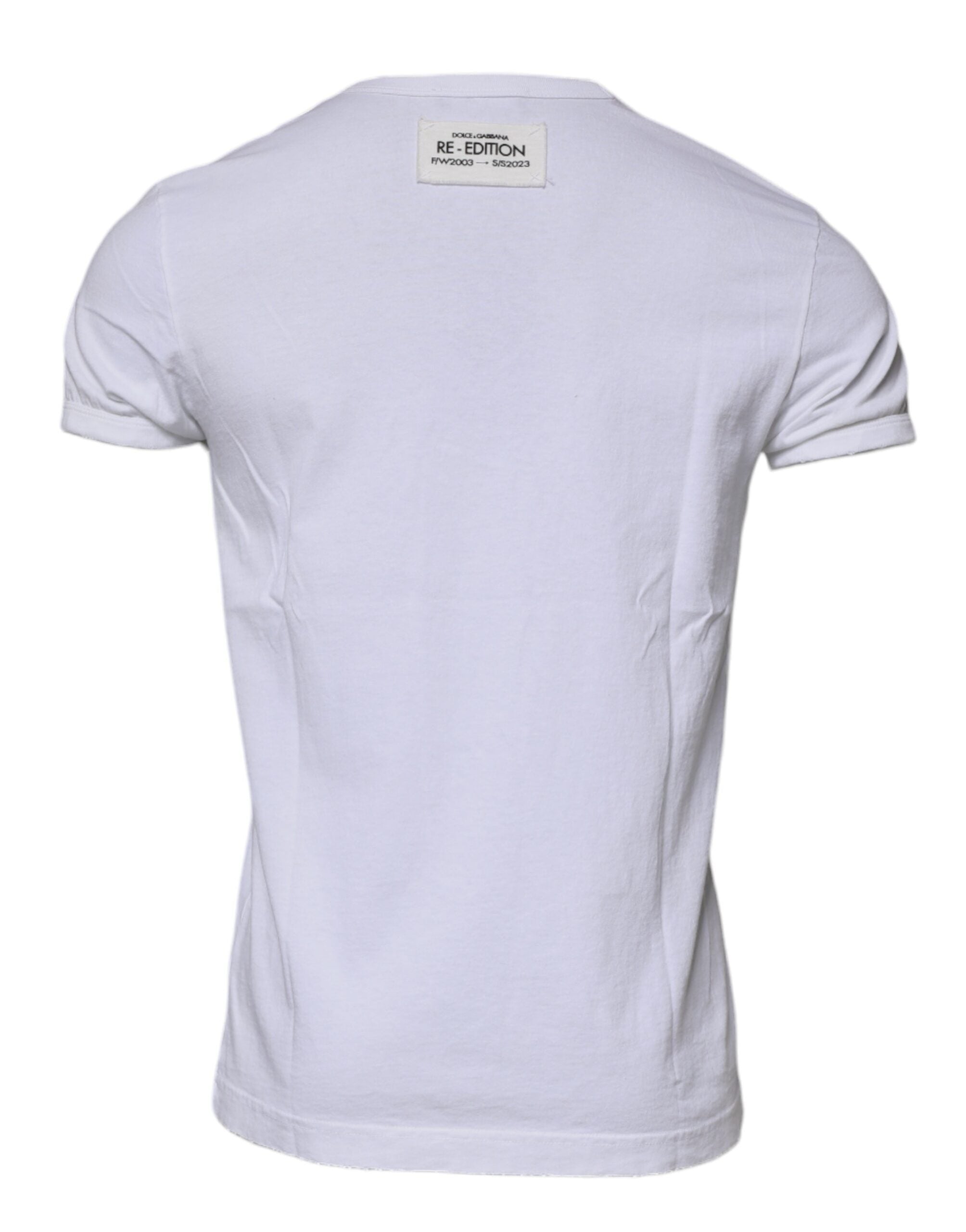 Dolce & Gabbana White Stripes Crew Neck Short Sleeves Men's T-shirt