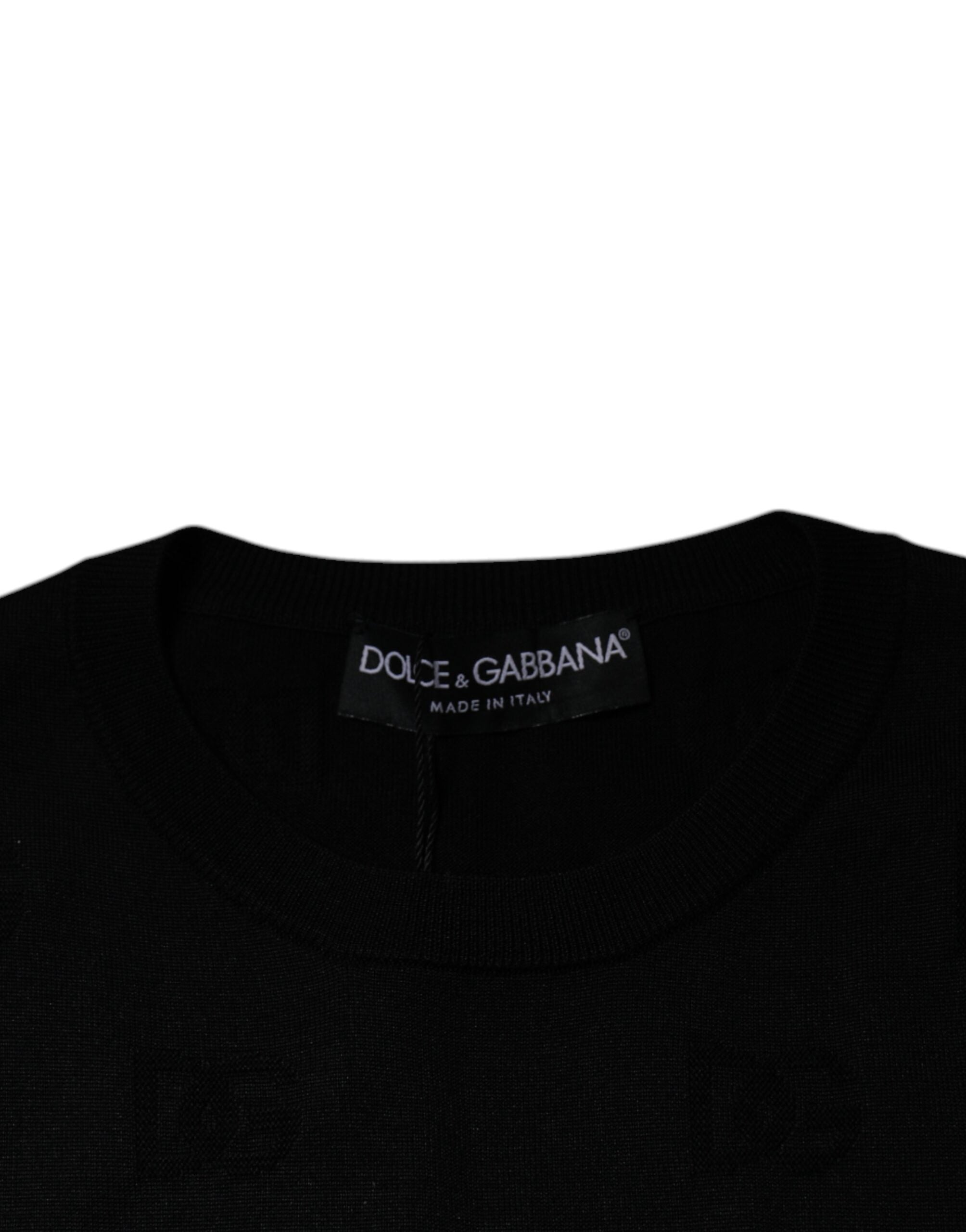 Dolce & Gabbana Black Silk Round Neck Sleeveless Men's T-shirt