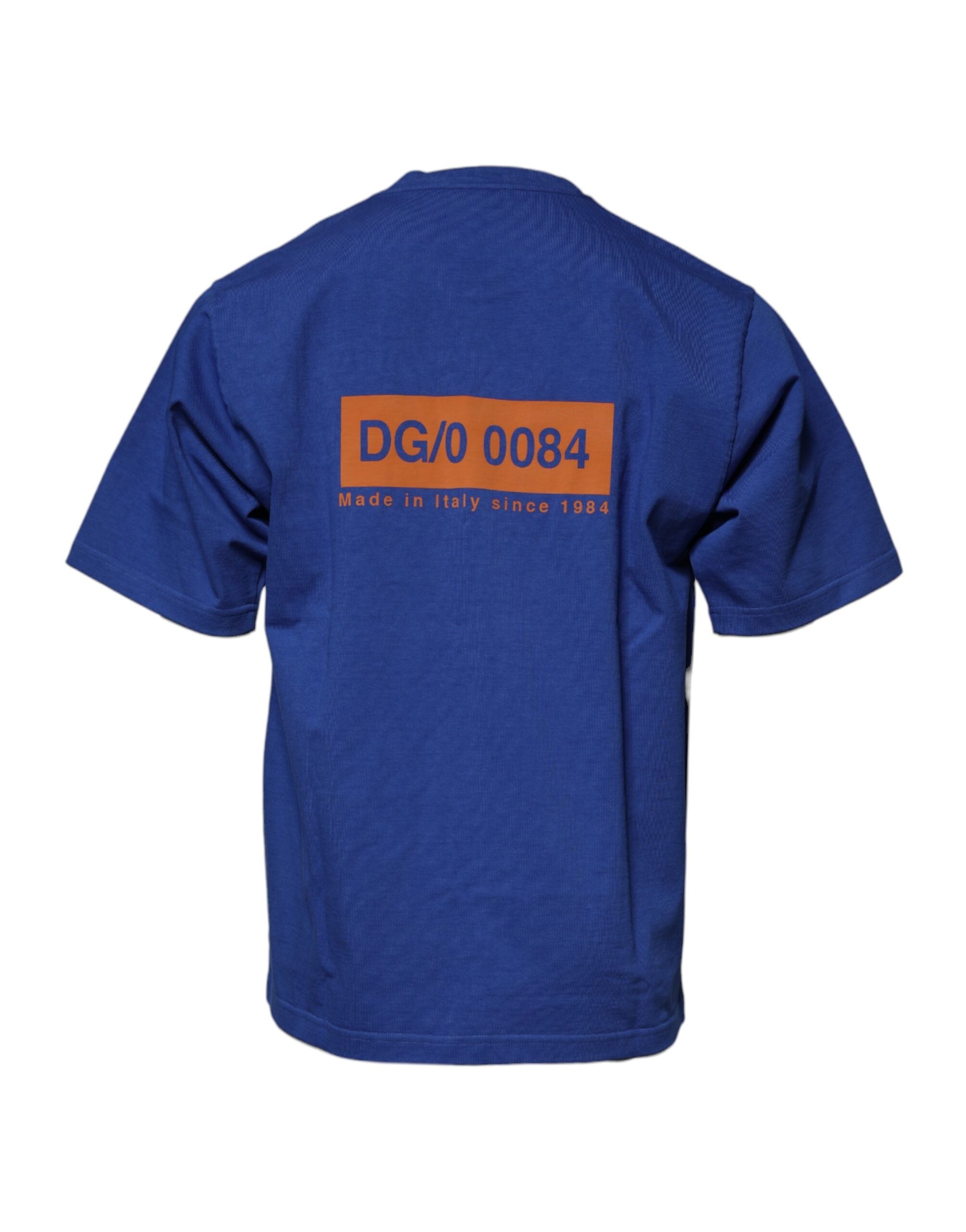 Dolce & Gabbana Blue Graphic Print Cotton Crew Neck Men's T-shirt