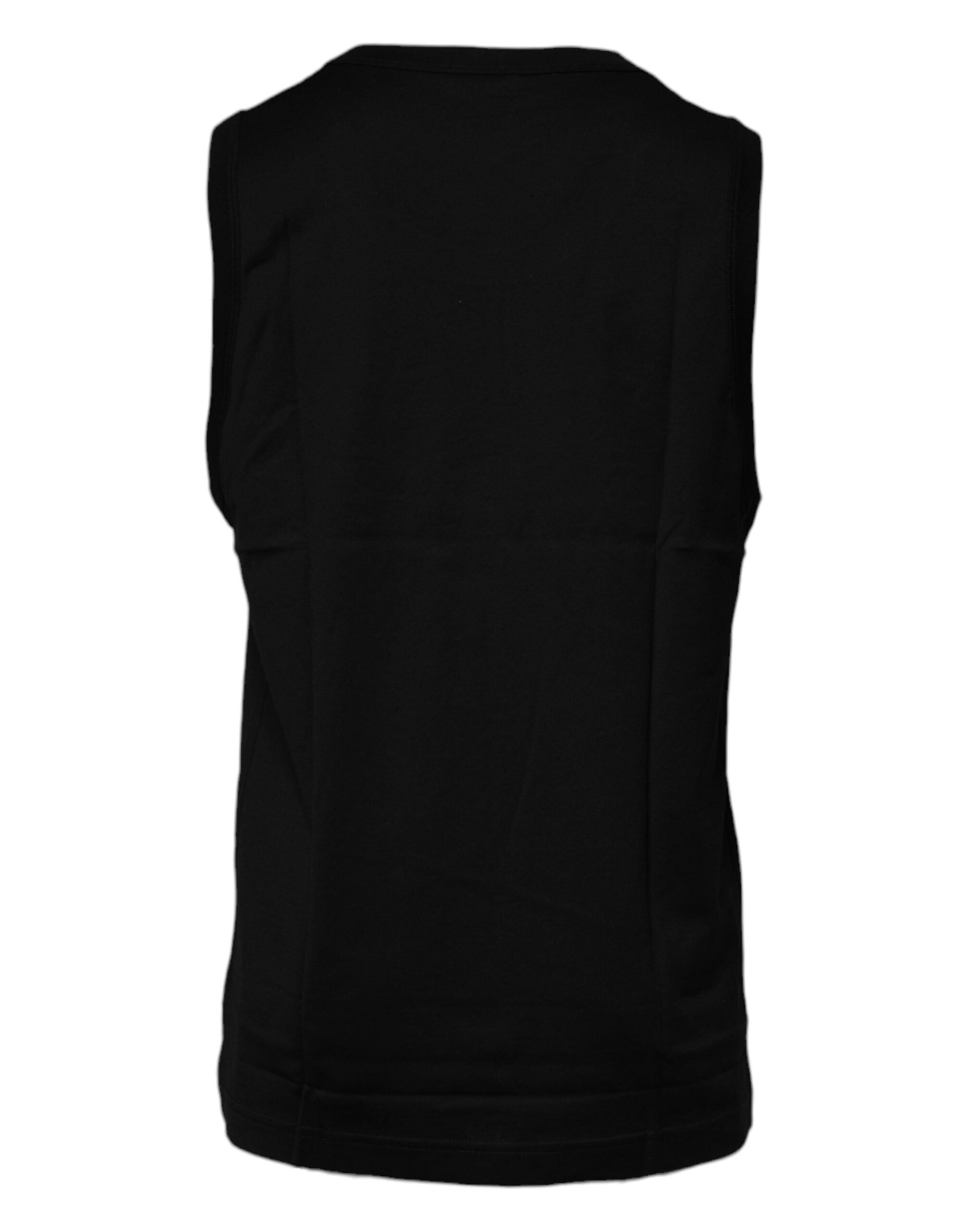 Dolce & Gabbana Black Cotton Round Neck Sleeveless Men's T-shirt