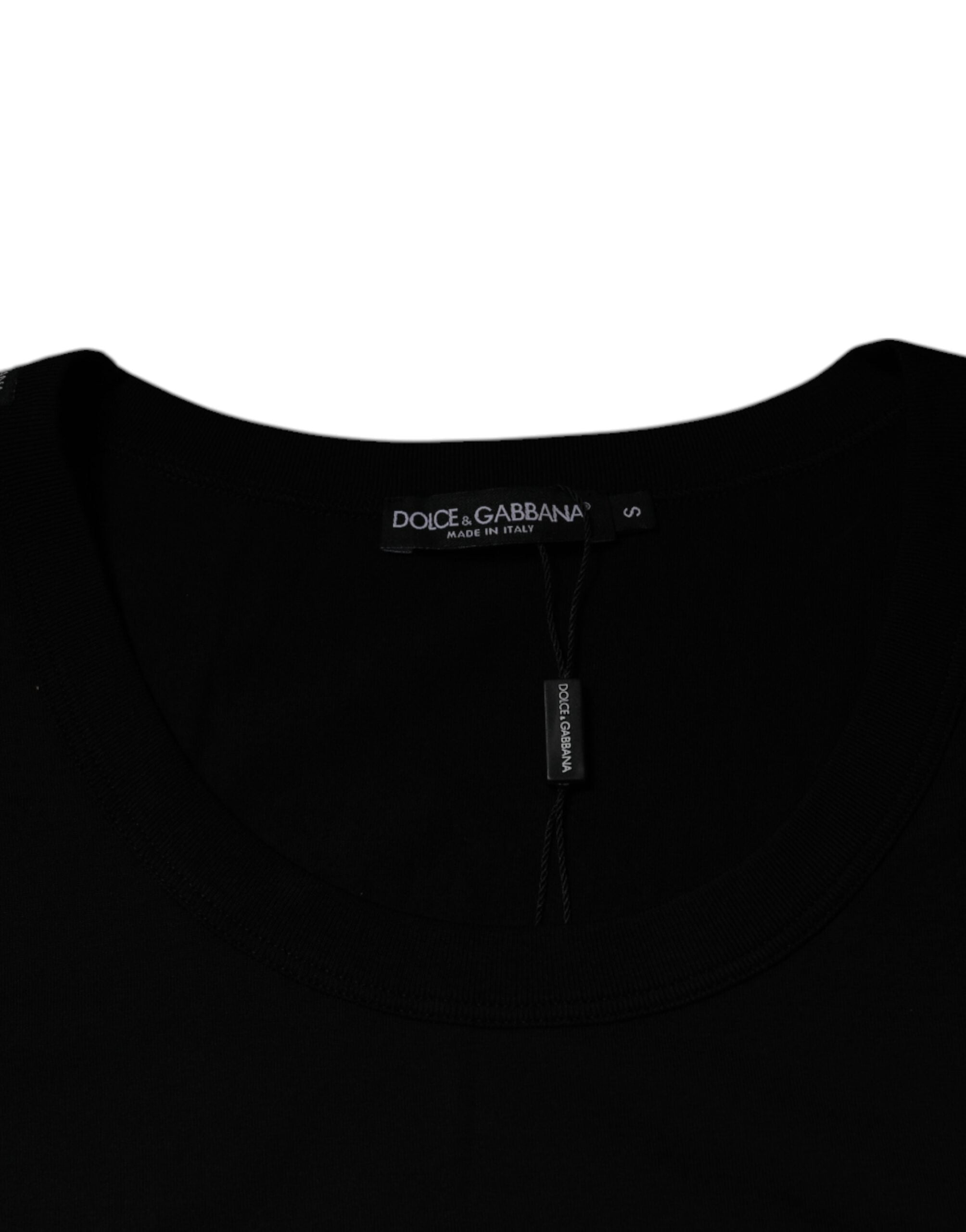 Dolce & Gabbana Black Cotton Round Neck Sleeveless Men's T-shirt