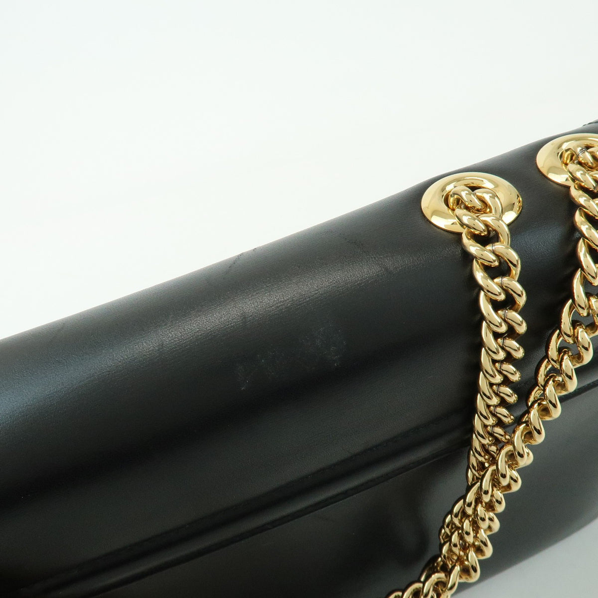 Gucci Rajah Chain Leather Black Leather Tote Bag Bag (Pre-Owned)