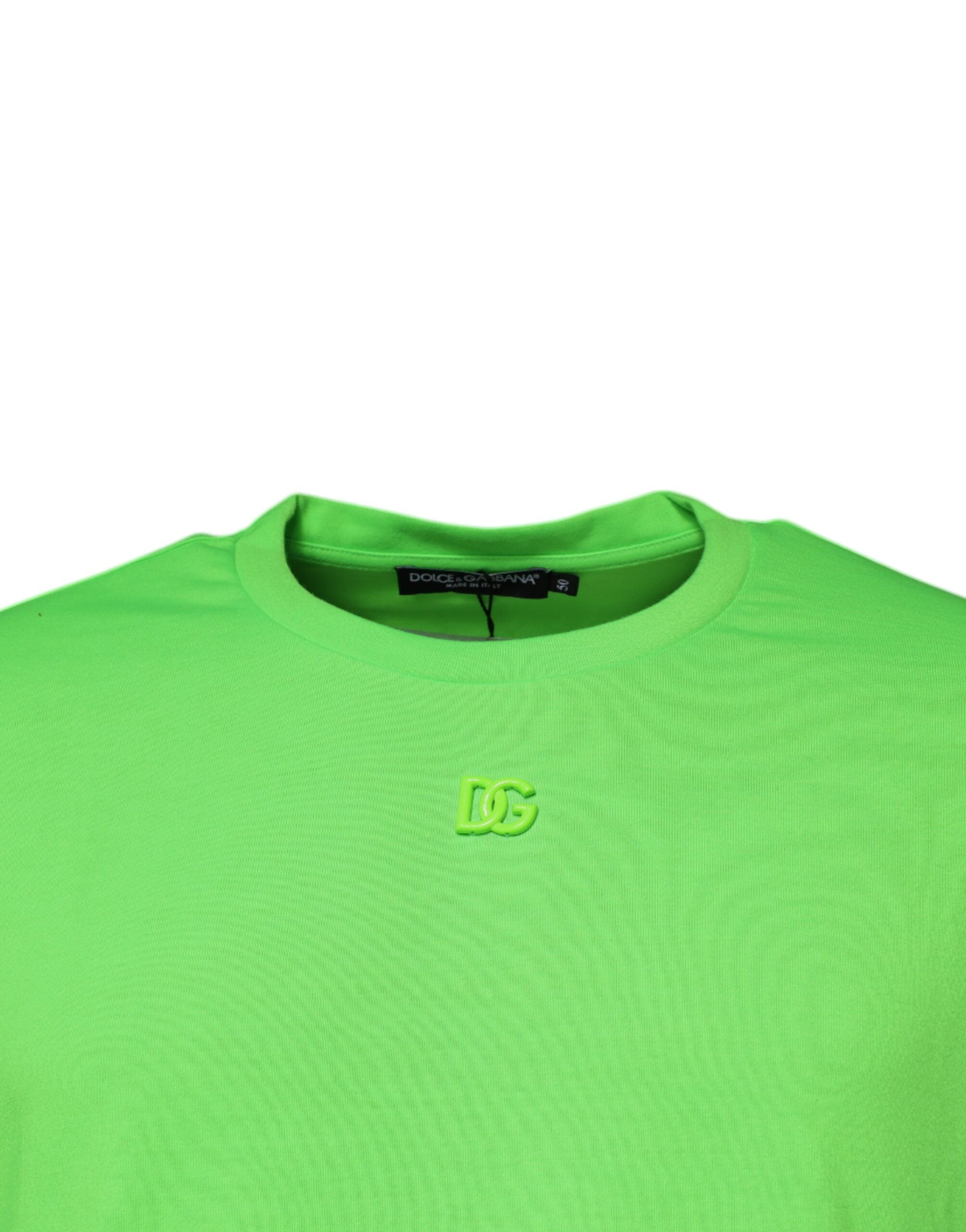 Dolce & Gabbana Green DG Logo Cotton Crew Neck Men's T-shirt
