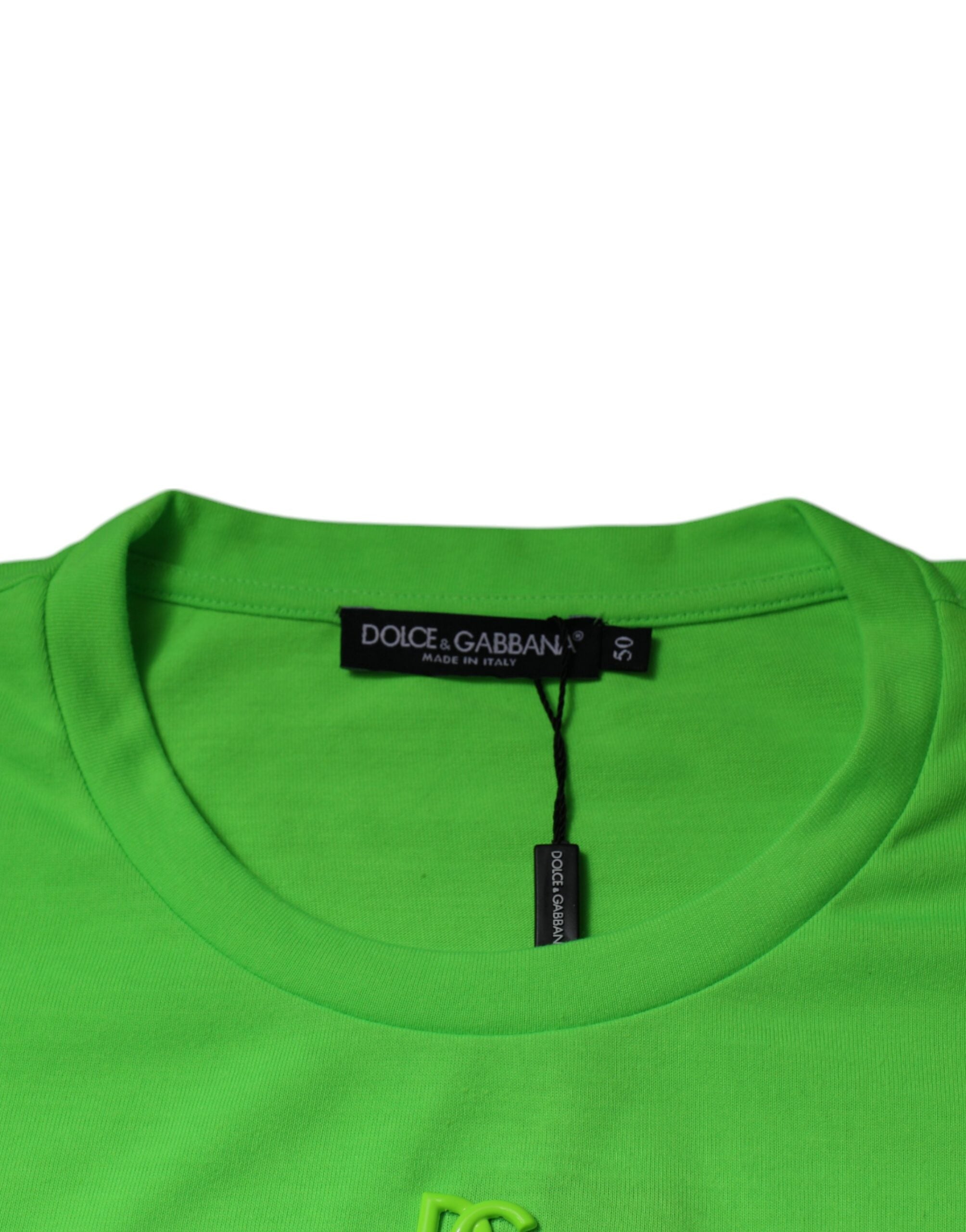 Dolce & Gabbana Green DG Logo Cotton Crew Neck Men's T-shirt