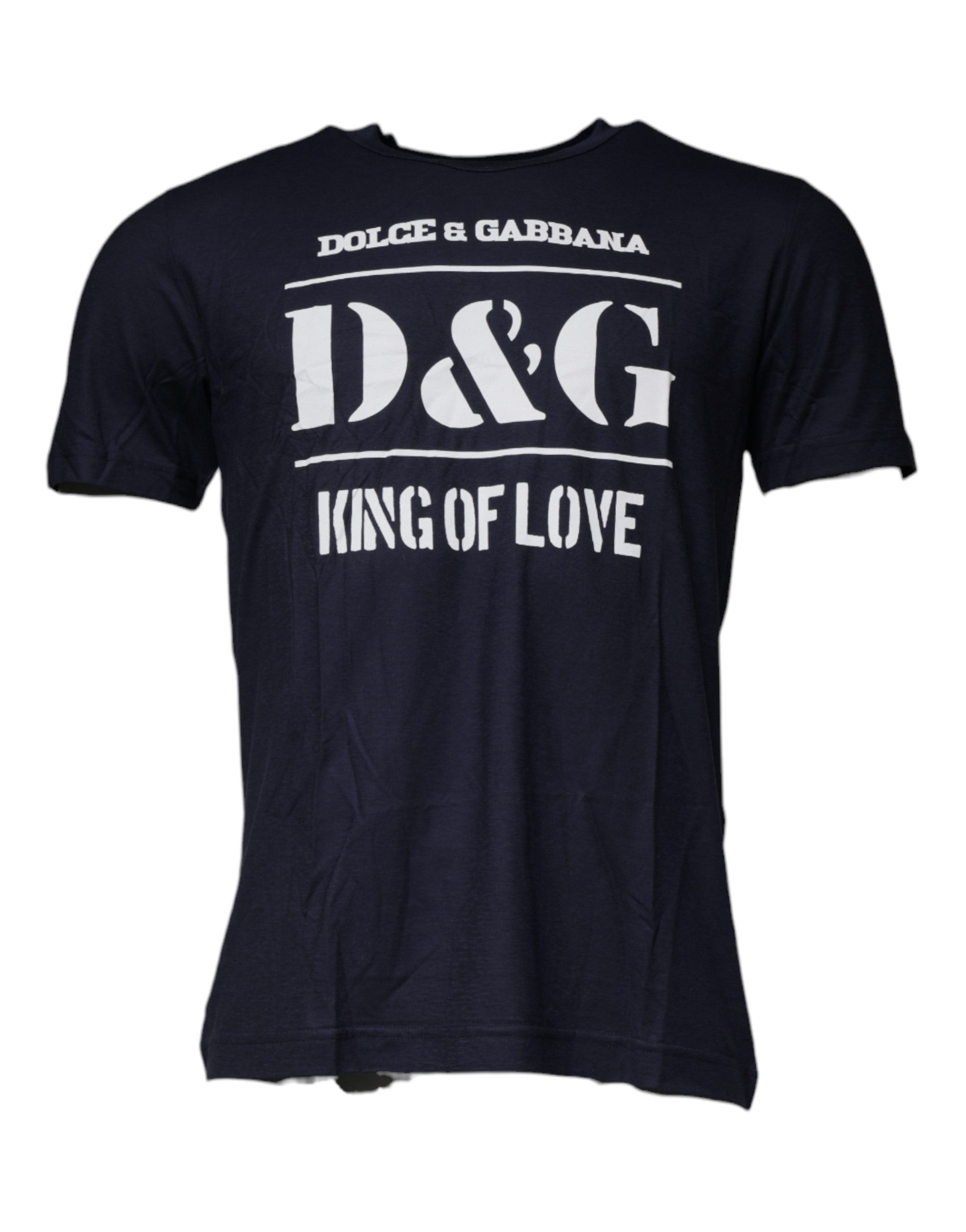 Dolce & Gabbana Blue D&G King Of Love Cotton Crew Neck Men's T-shirt