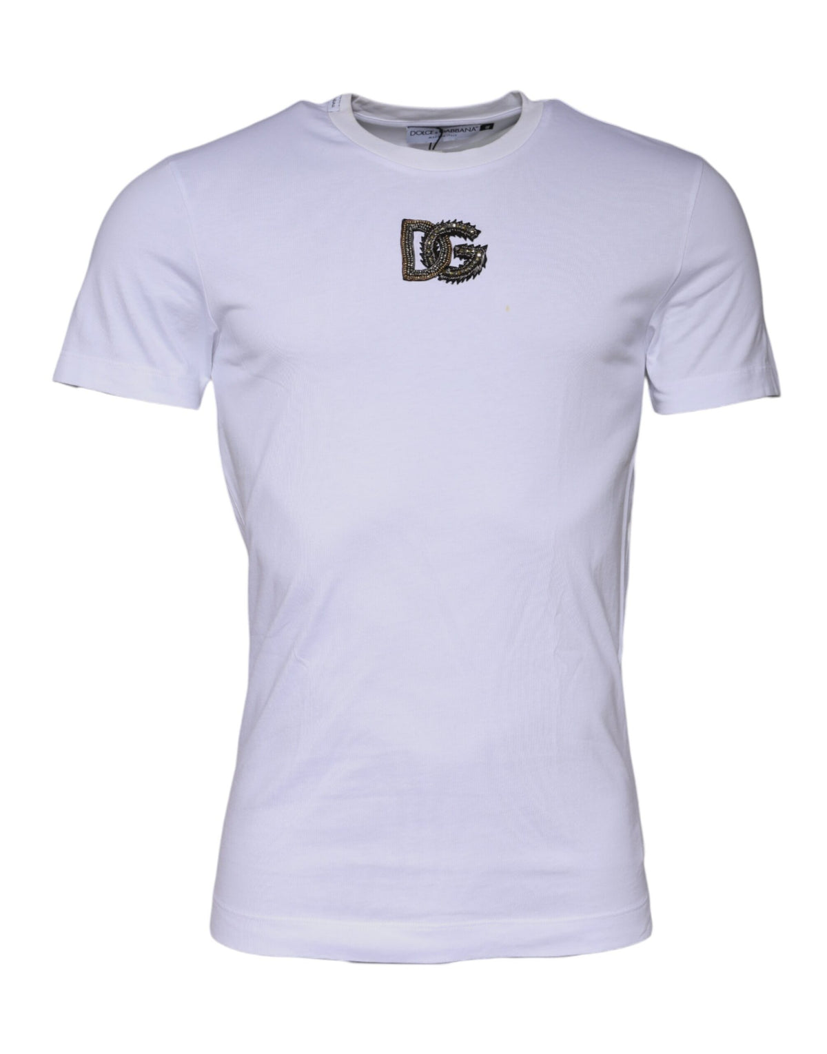 Dolce & Gabbana White DG Logo Cotton Crew Neck Men's T-shirt (Pre-Owned)