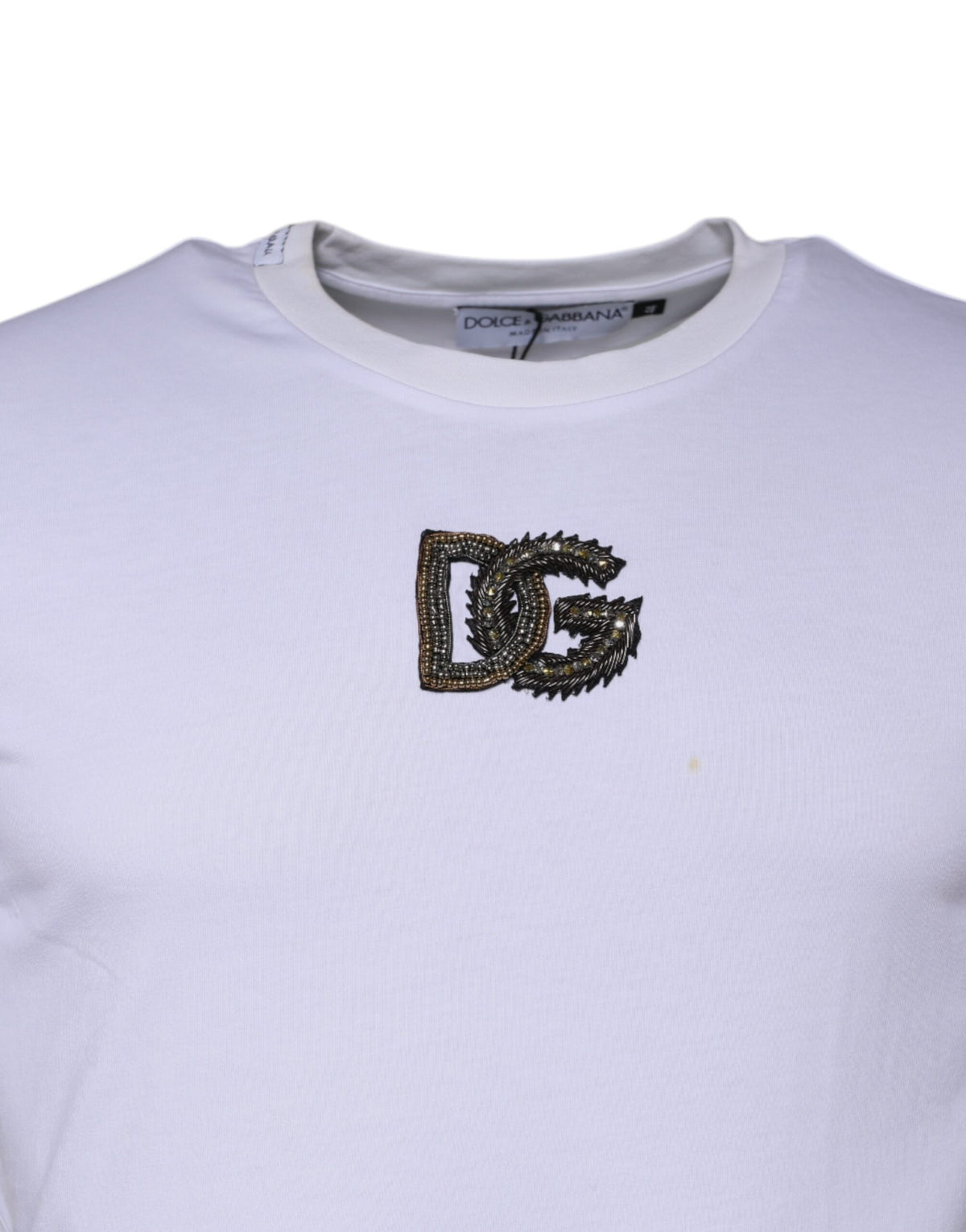 Dolce & Gabbana White DG Logo Cotton Crew Neck Men's T-shirt (Pre-Owned)