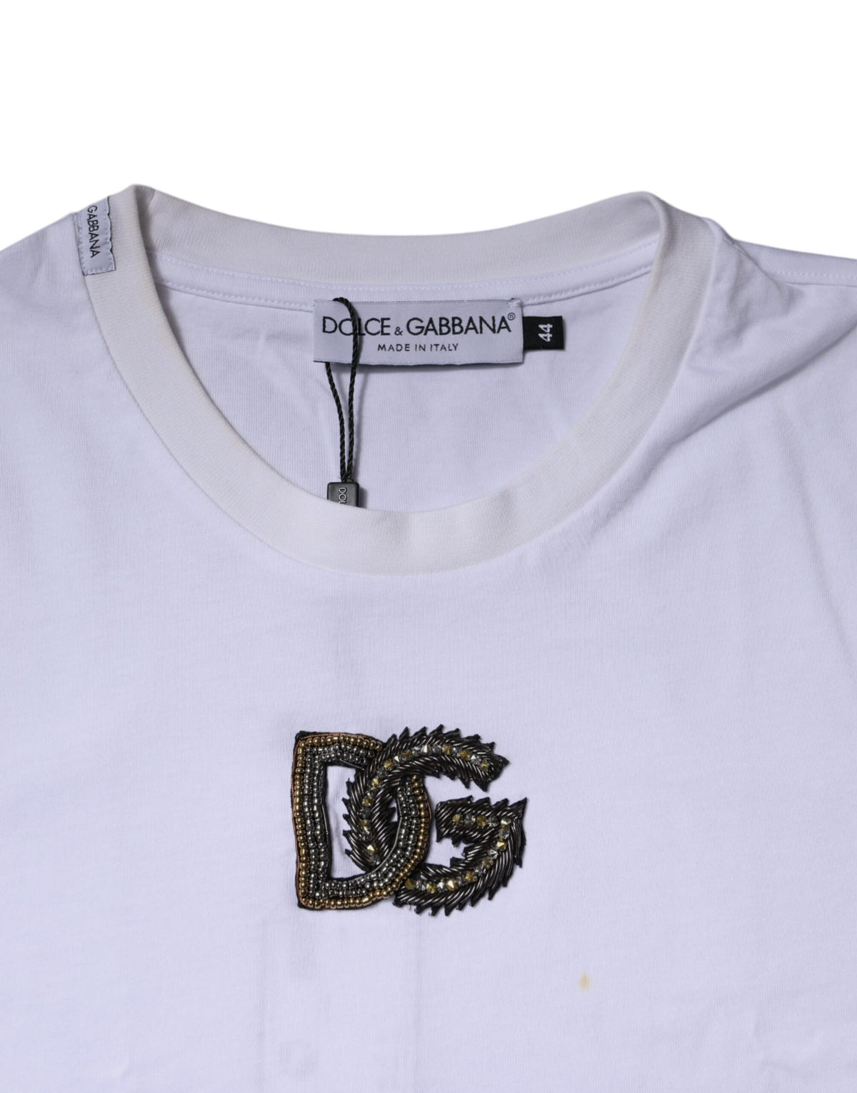 Dolce & Gabbana White DG Logo Cotton Crew Neck Men's T-shirt (Pre-Owned)