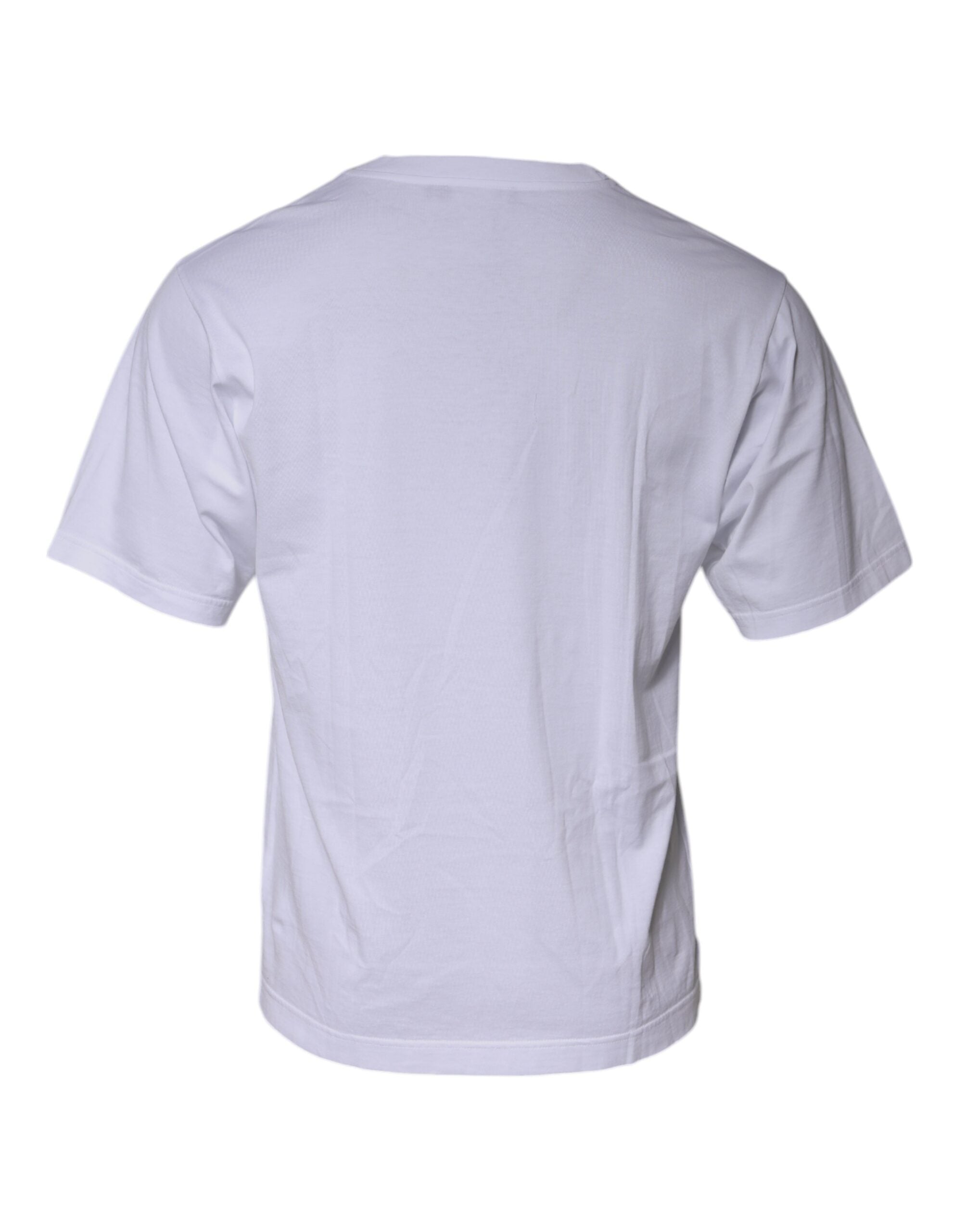 Dolce & Gabbana White Graphic Print Cotton Crew Neck Men's T-shirt (Pre-Owned)