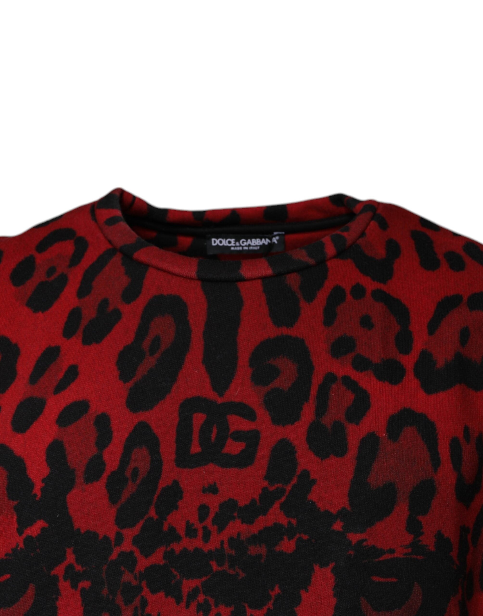 Dolce & Gabbana Red Leopard Print Cotton Sleeveless Men's T-shirt