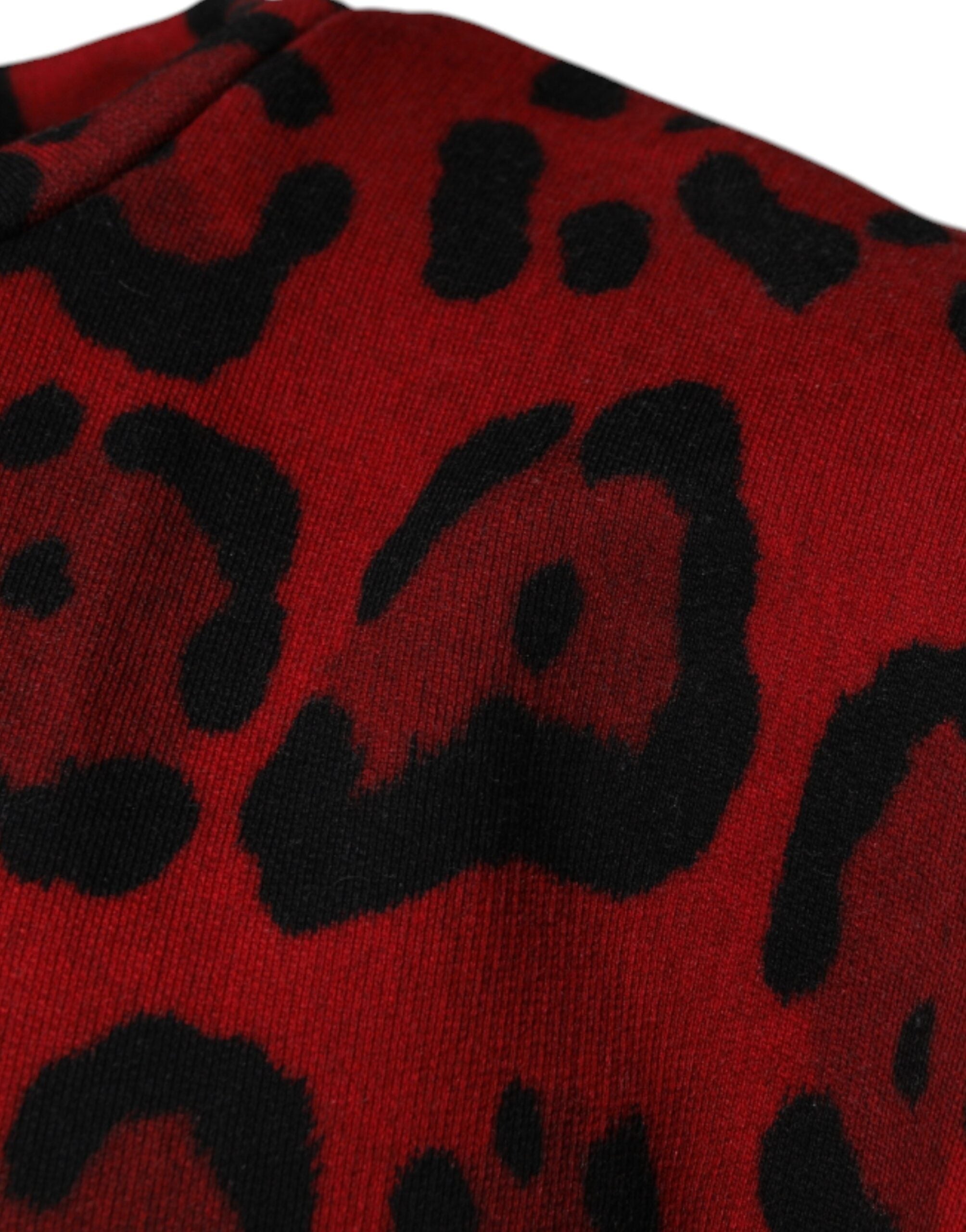 Dolce & Gabbana Red Leopard Print Cotton Sleeveless Men's T-shirt