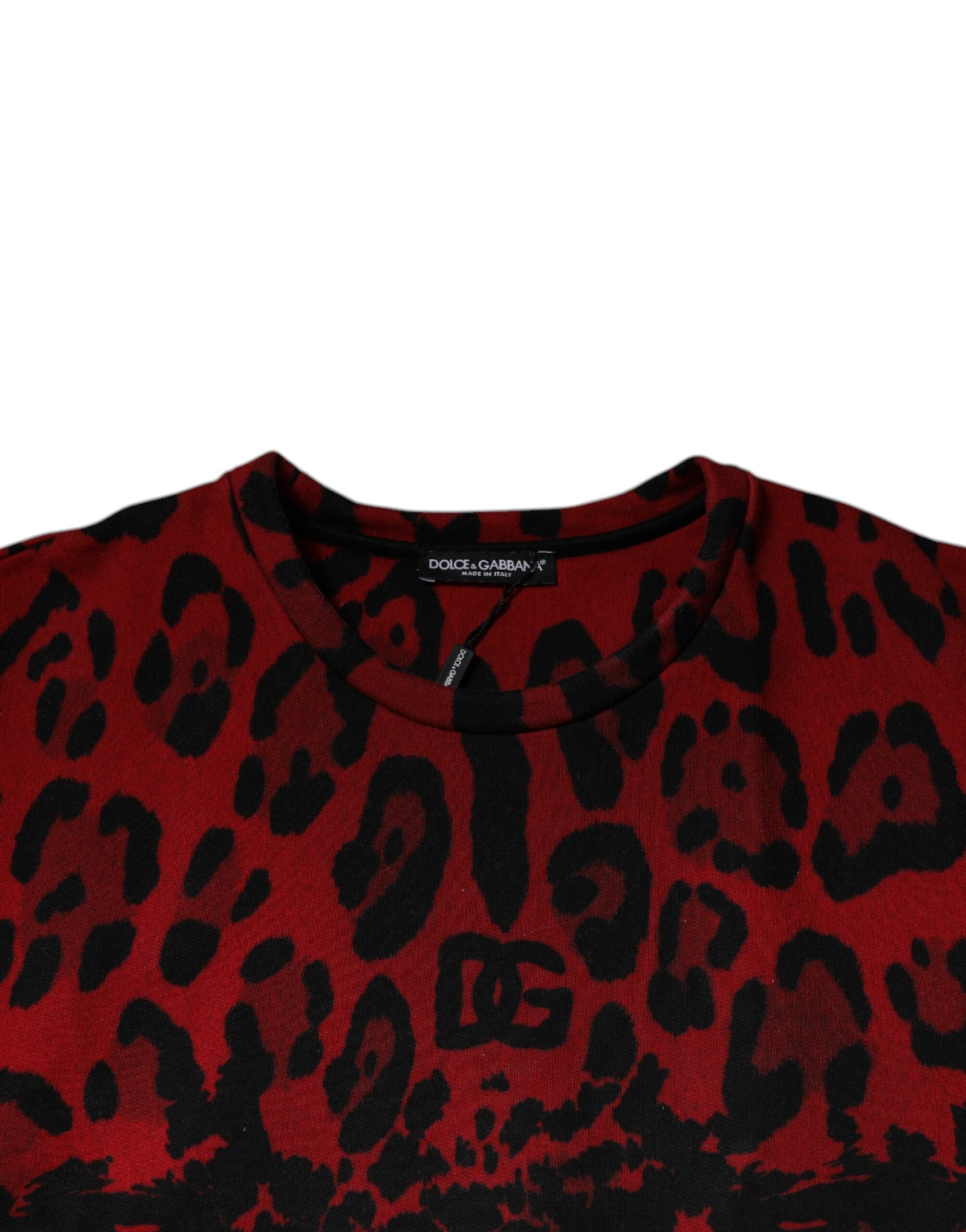 Dolce & Gabbana Red Leopard Print Cotton Sleeveless Men's T-shirt