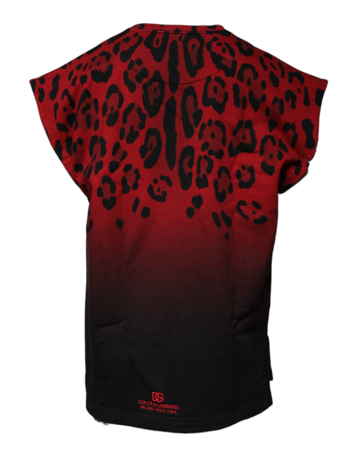 Dolce & Gabbana Red Leopard Print Cotton Sleeveless Men's T-shirt
