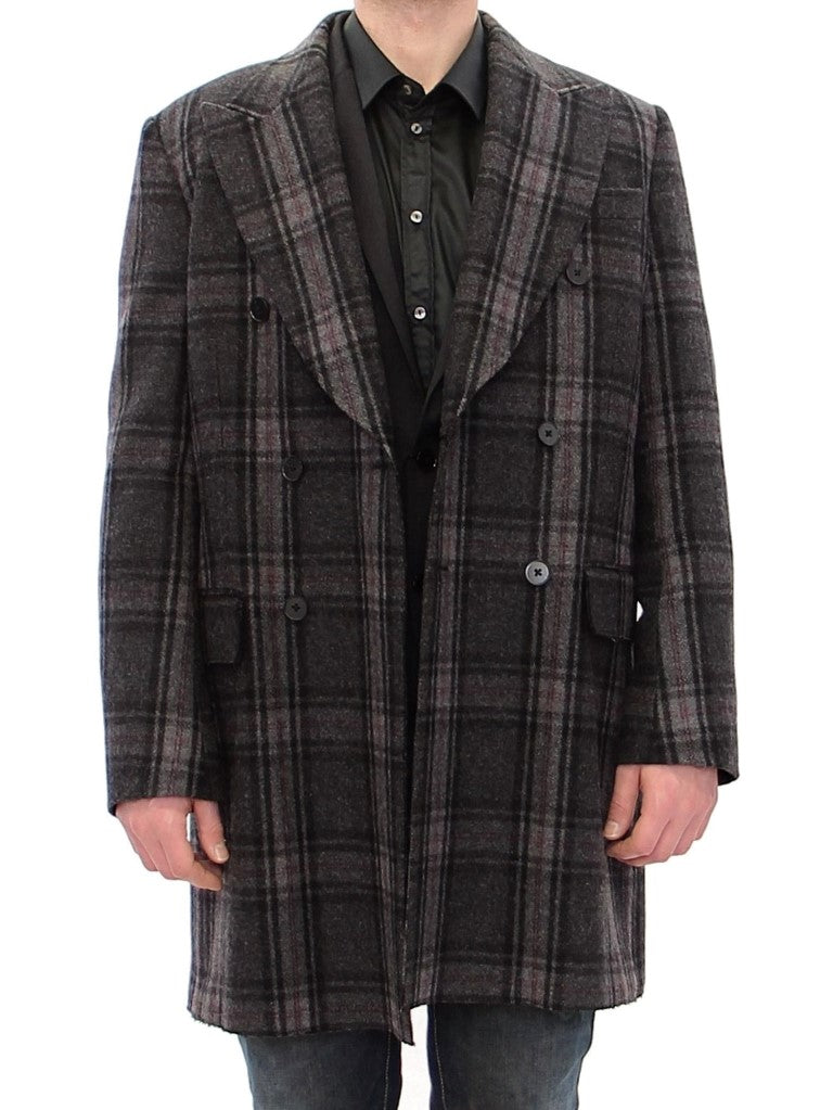 Dolce & Gabbana Gray Double Breasted Coat Men's Jacket