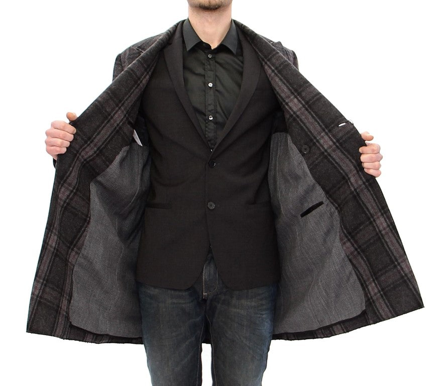 Dolce & Gabbana Gray Double Breasted Coat Men's Jacket