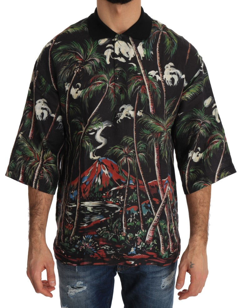 Dolce & Gabbana Black Volcano Sicily Short Sleeve Men's T-Shirt