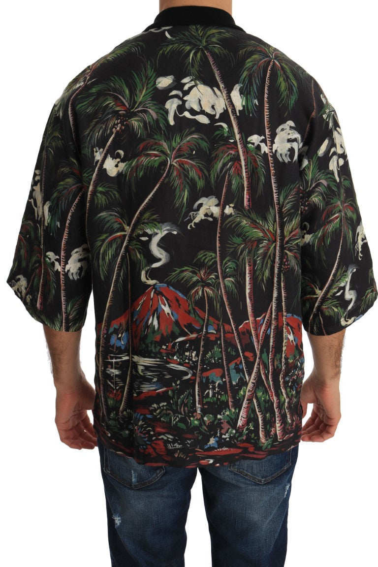 Dolce & Gabbana Black Volcano Sicily Short Sleeve Men's T-Shirt