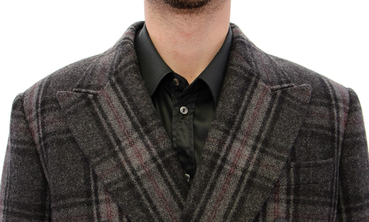 Dolce & Gabbana Gray Double Breasted Coat Men's Jacket