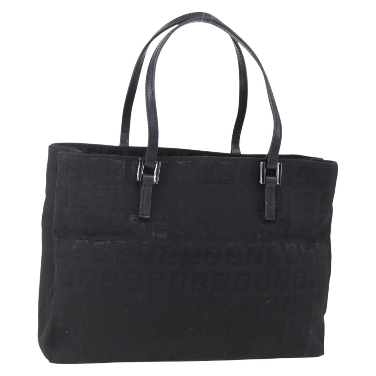 Fendi Vintage Shopping Zucchino Canvas Black Canvas Tote Bag Bag (Pre-Owned)