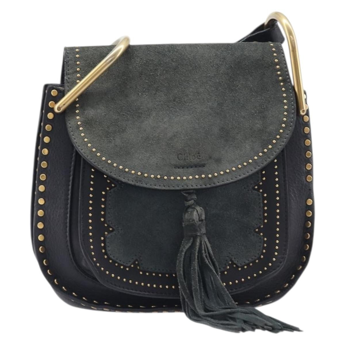 Chloe Hudson Studded Leather Black Leather Handbag (Pre-Owned)