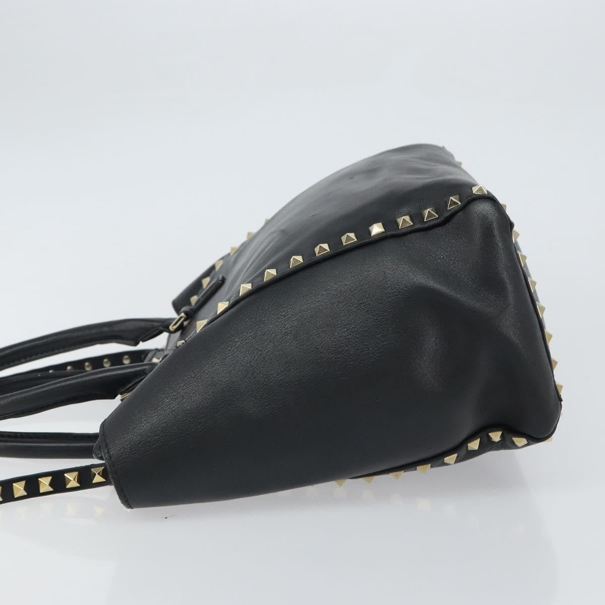 Valentino Garavani Rockstud Tote Soft Leather Black Leather Tote Bag Bag (Pre-Owned)