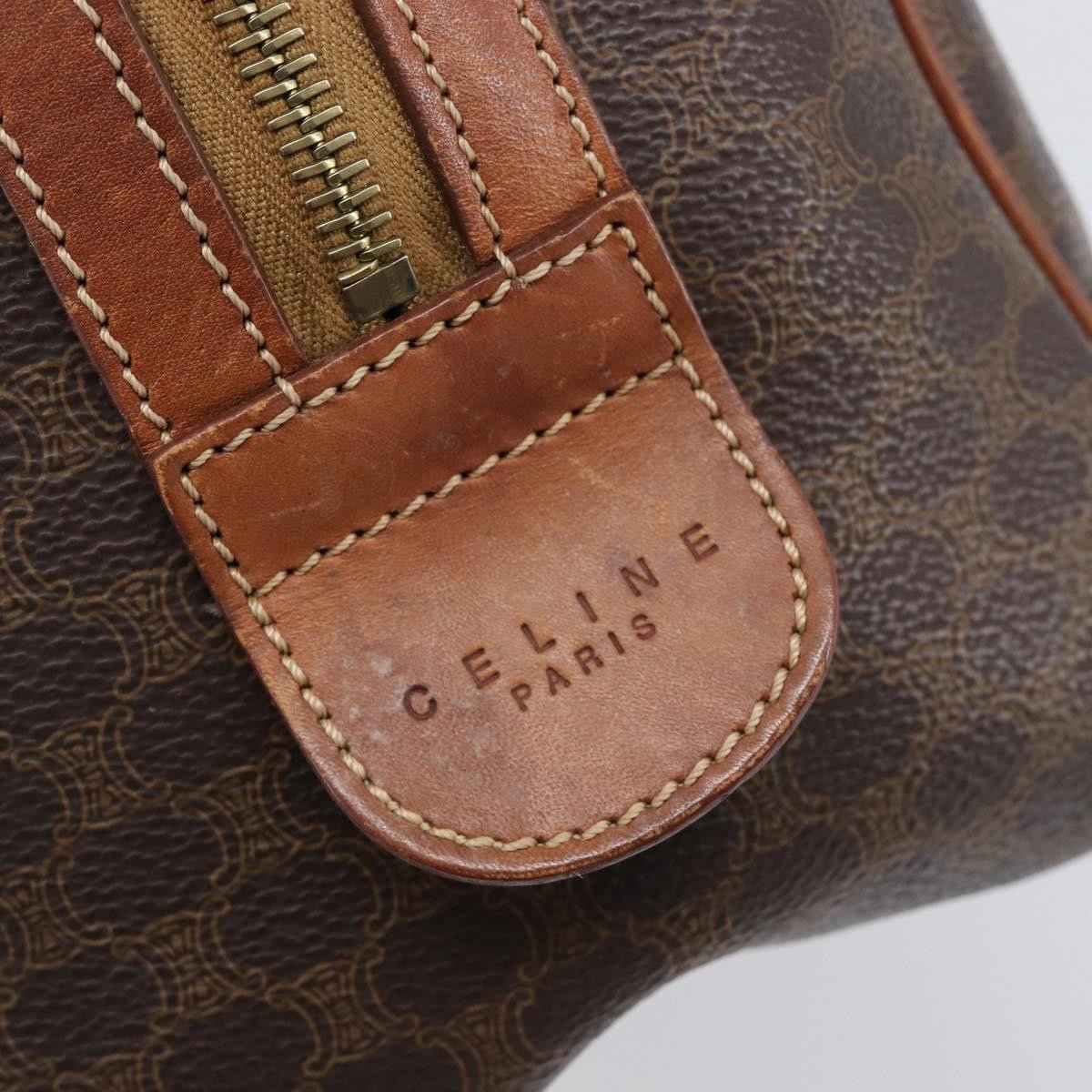 Celine Boston Triomphe Coated Canvas Brown Pvc Handbag (Pre-Owned)