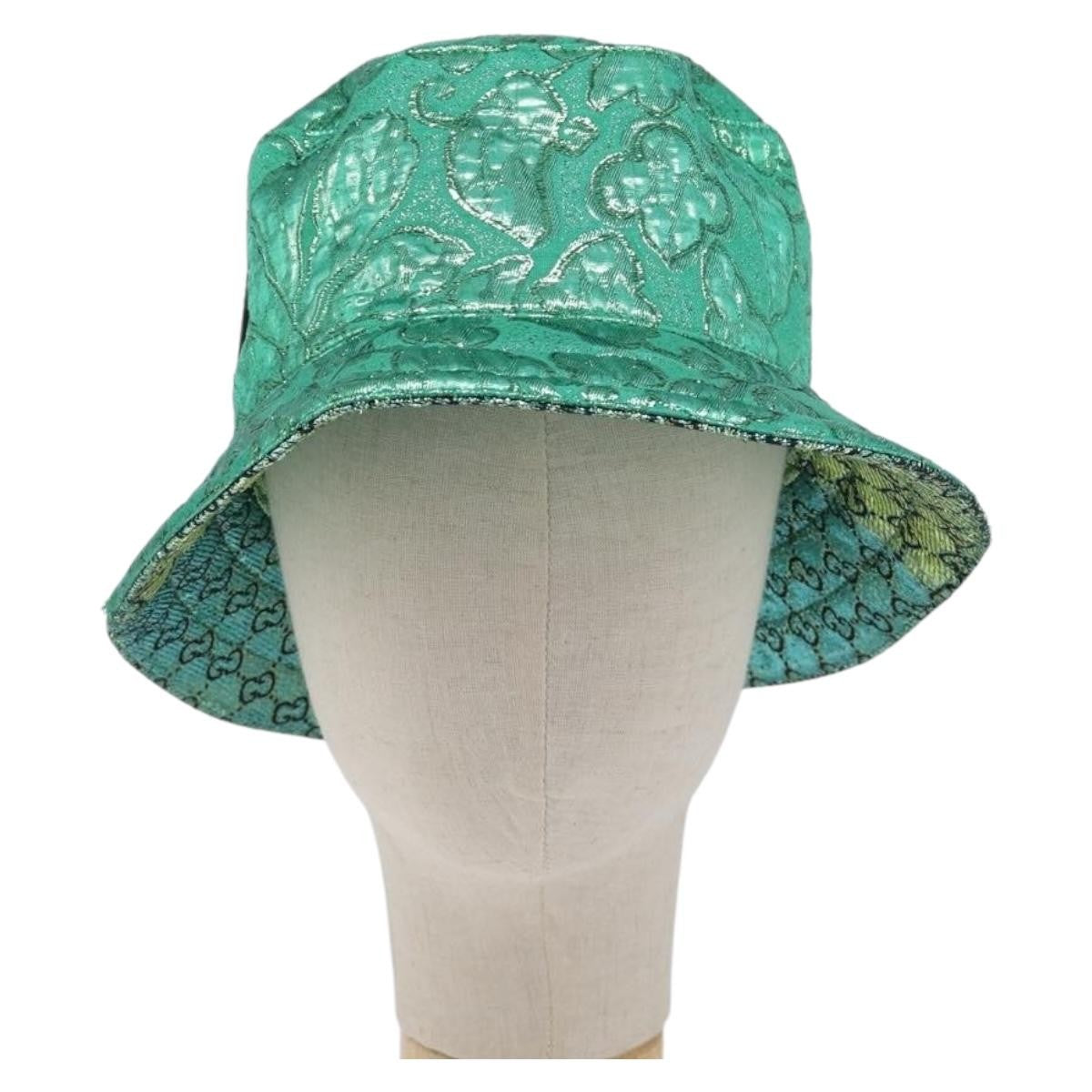 Gucci Reversible Bucket Hat Multicolor Gg Canvas Green Cotton Head Accessory Accessory (Pre-Owned)