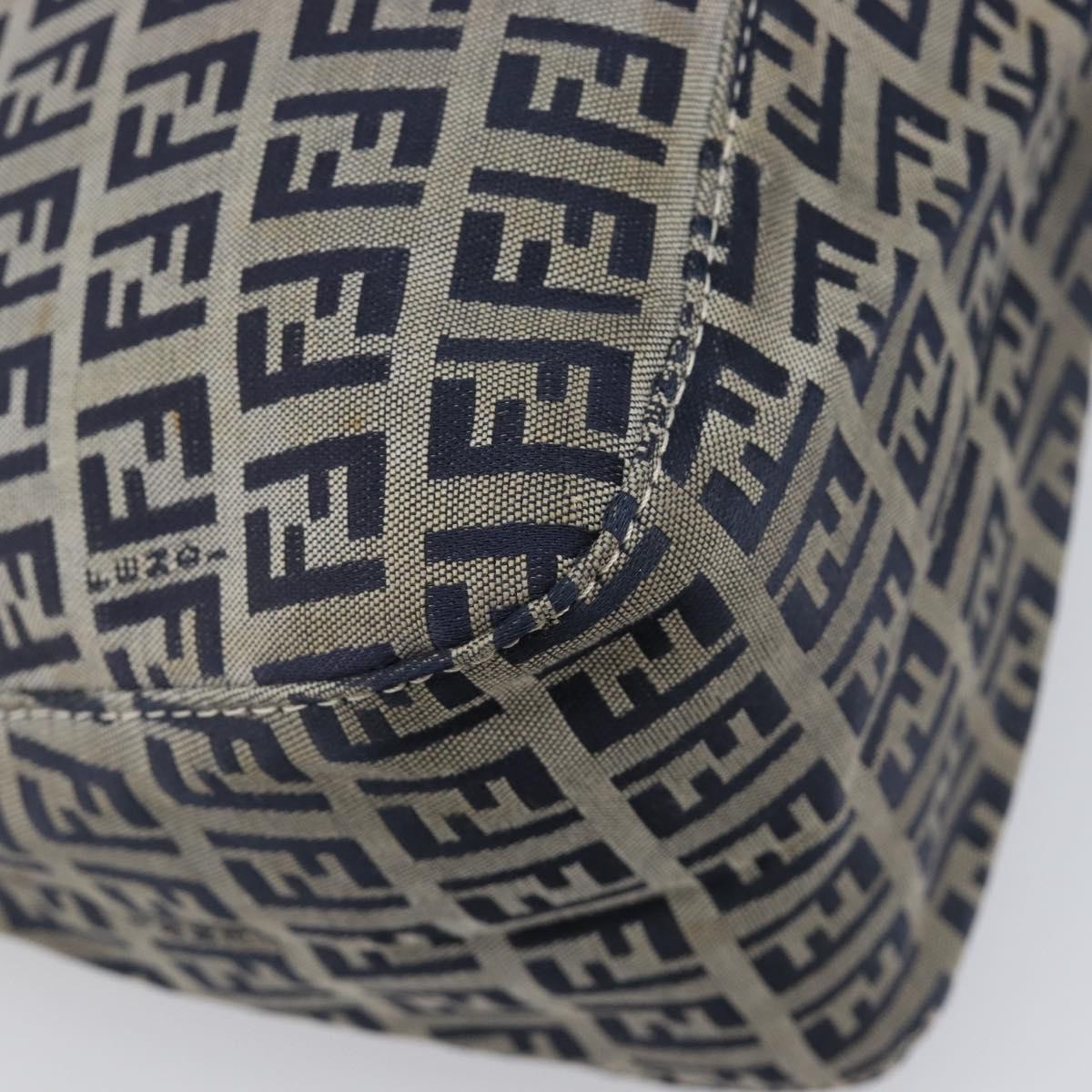Fendi Zucchino Mamma Baguette Canvas Navy Canvas Shoulder Bag Bag (Pre-Owned)