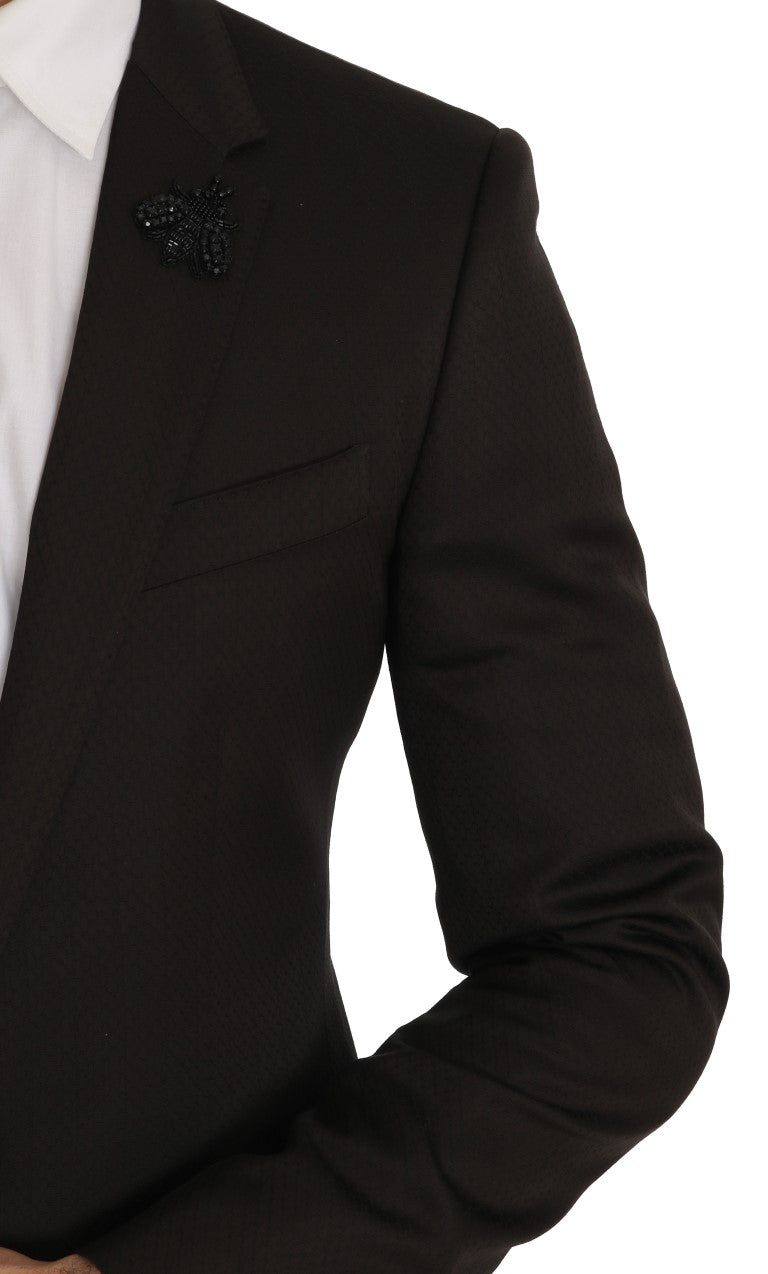 Dolce & Gabbana Brown Wool Crystal Bee Slim Fit Men's MARTINI