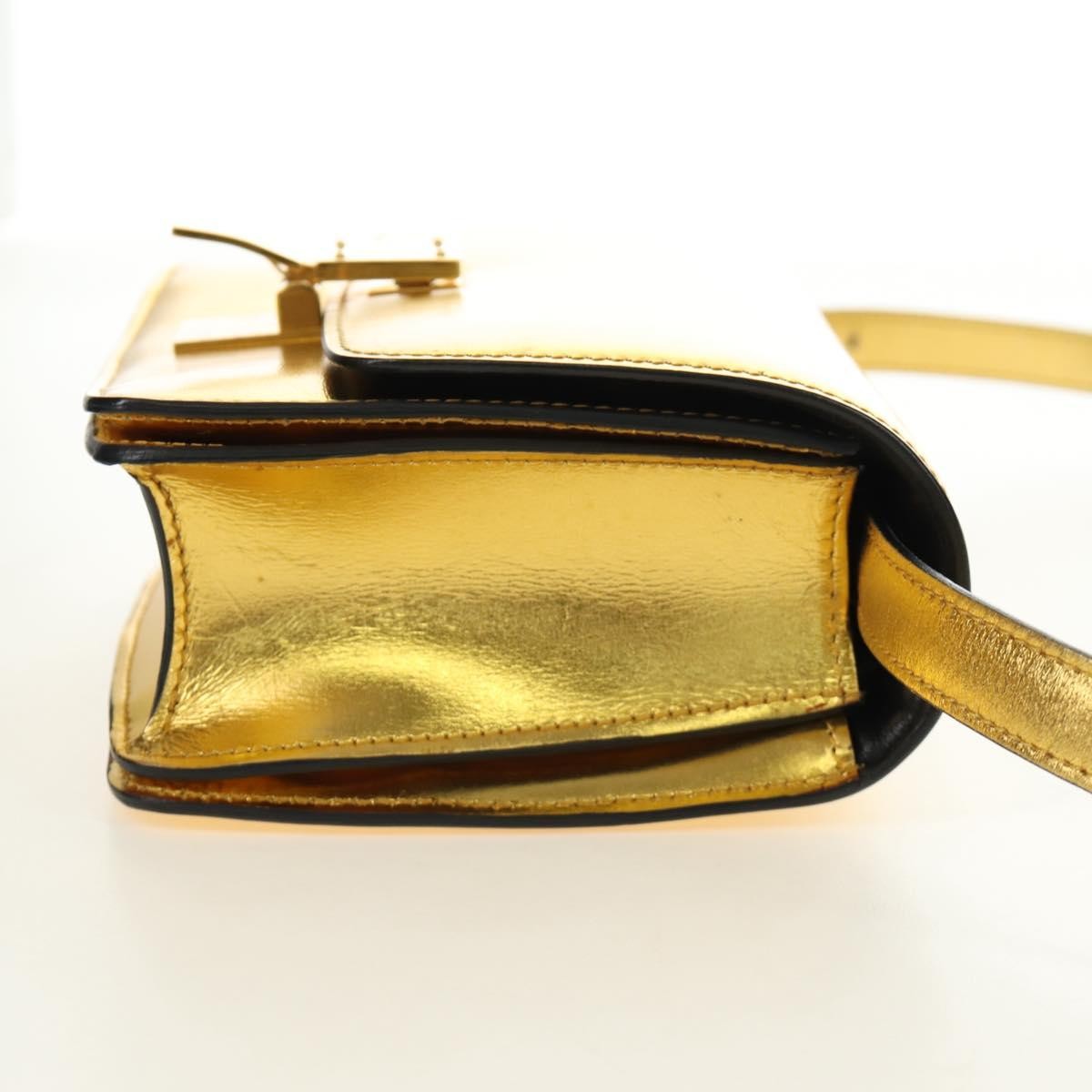 Celine Flap Shoulder Leather Gold Leather Shoulder Bag Bag (Pre-Owned)