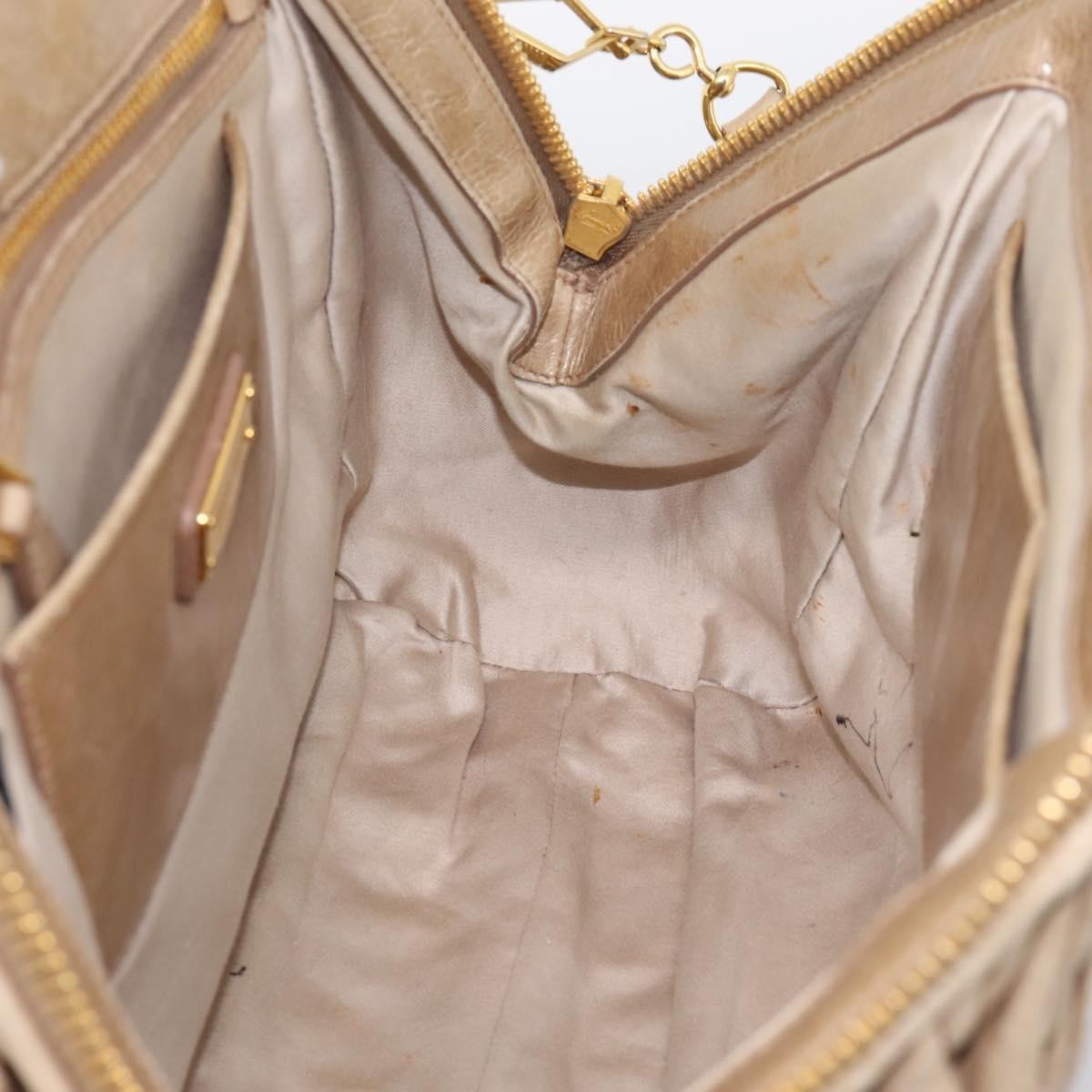 Miu Miu Convertible Dome Satchel Matelasse Leather Beige Leather Handbag (Pre-Owned)