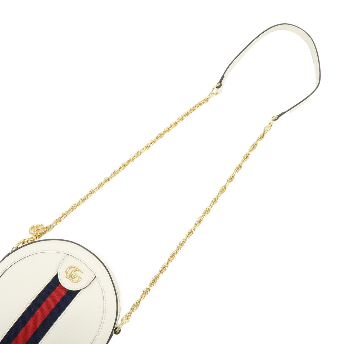 Gucci Ophidia Round Leather White Leather Shoulder Bag Bag (Pre-Owned)