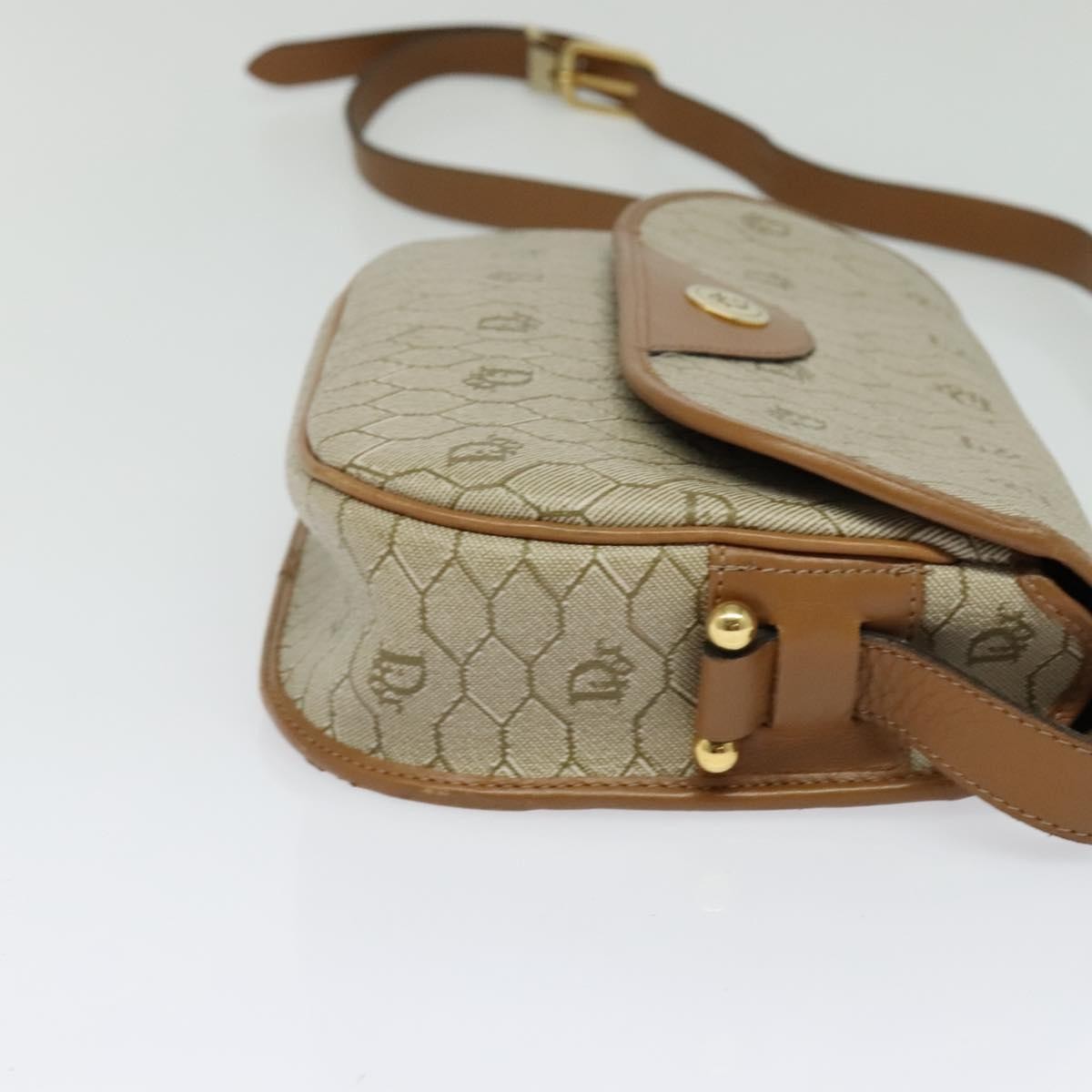 Christian Dior Vintage Honeycomb Canvas Beige Canvas Shoulder Bag Bag (Pre-Owned)