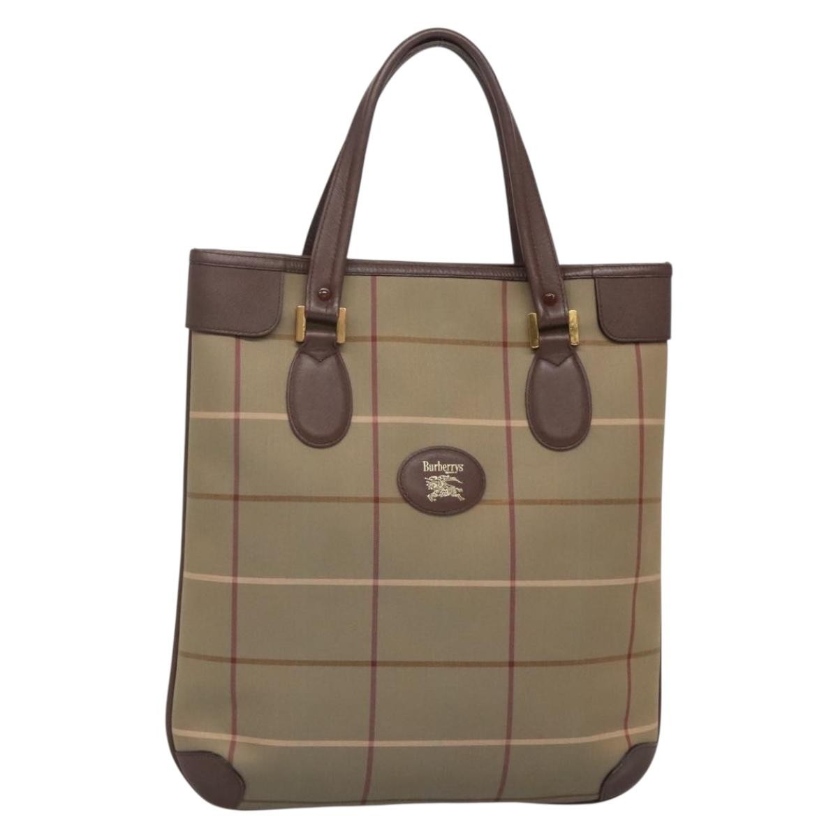 Burberry Nova Check Tote Canvas And Leather Beige Canvas Tote Bag Bag (Pre-Owned)